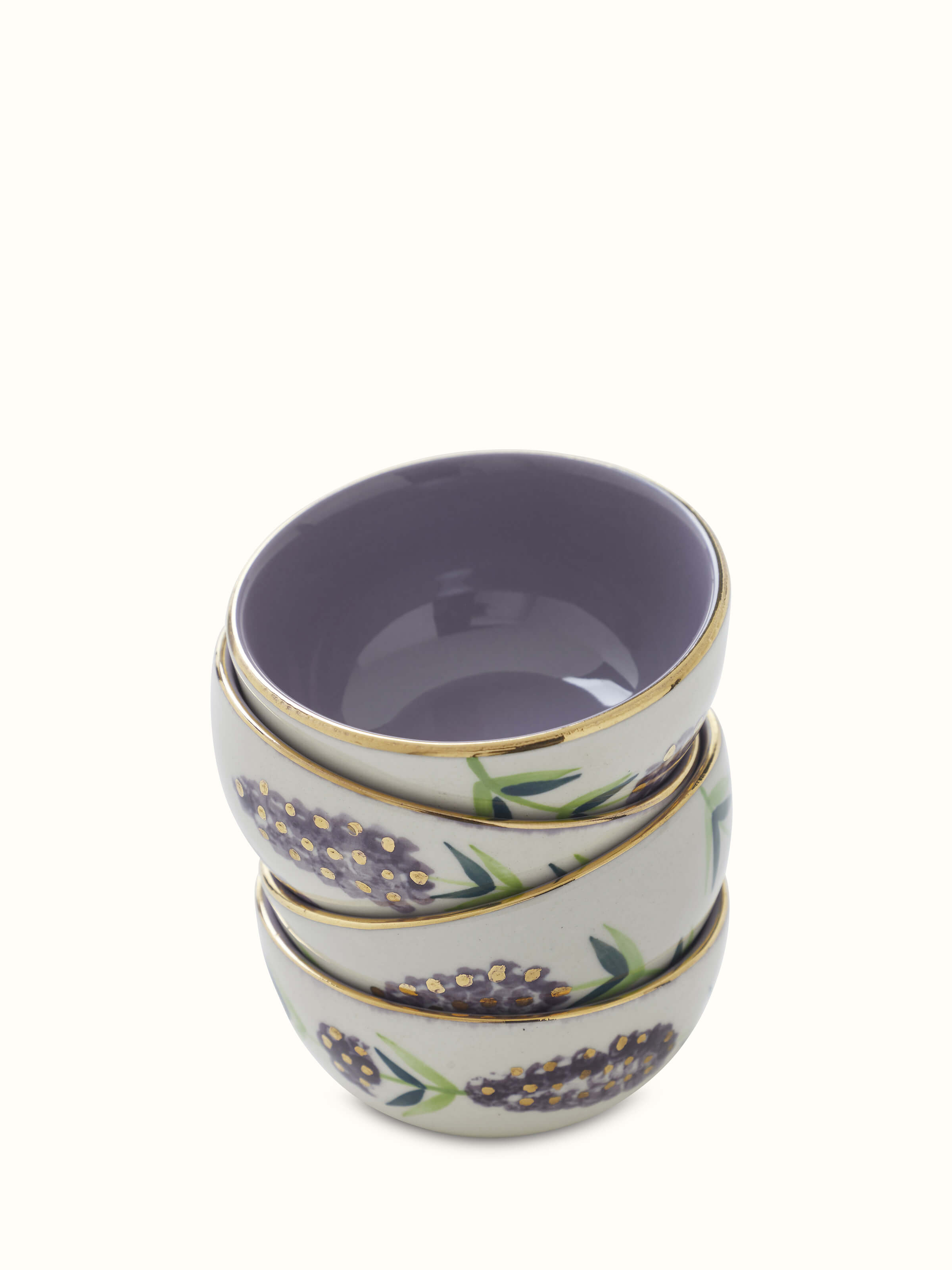 Front view of Khurja pottery stoneware dinner bowls set (4 pcs) with detailed craftsmanship