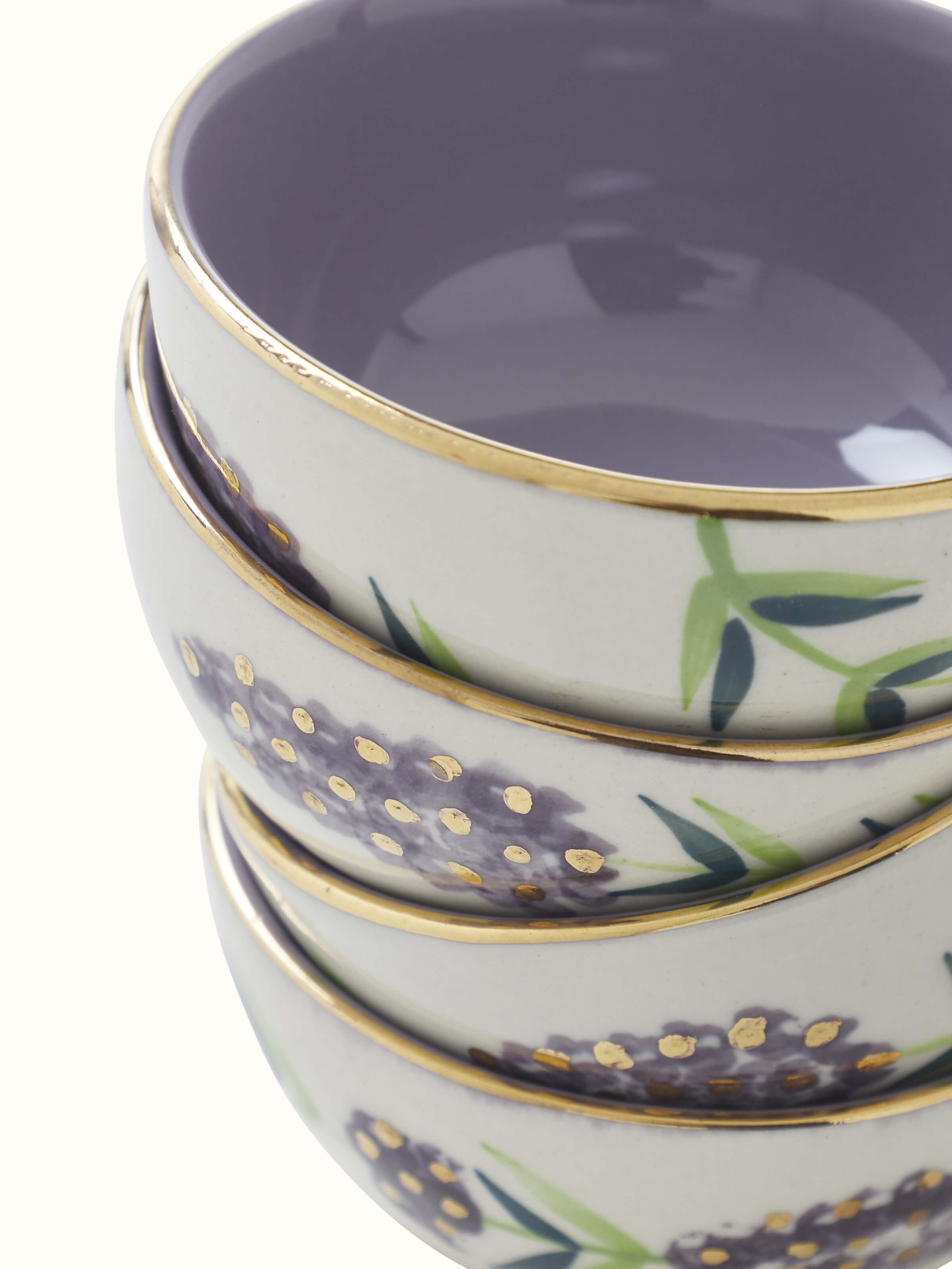 Close-up of Khurja pottery stoneware dinner bowls set (4 pcs) showing the craftsmanship