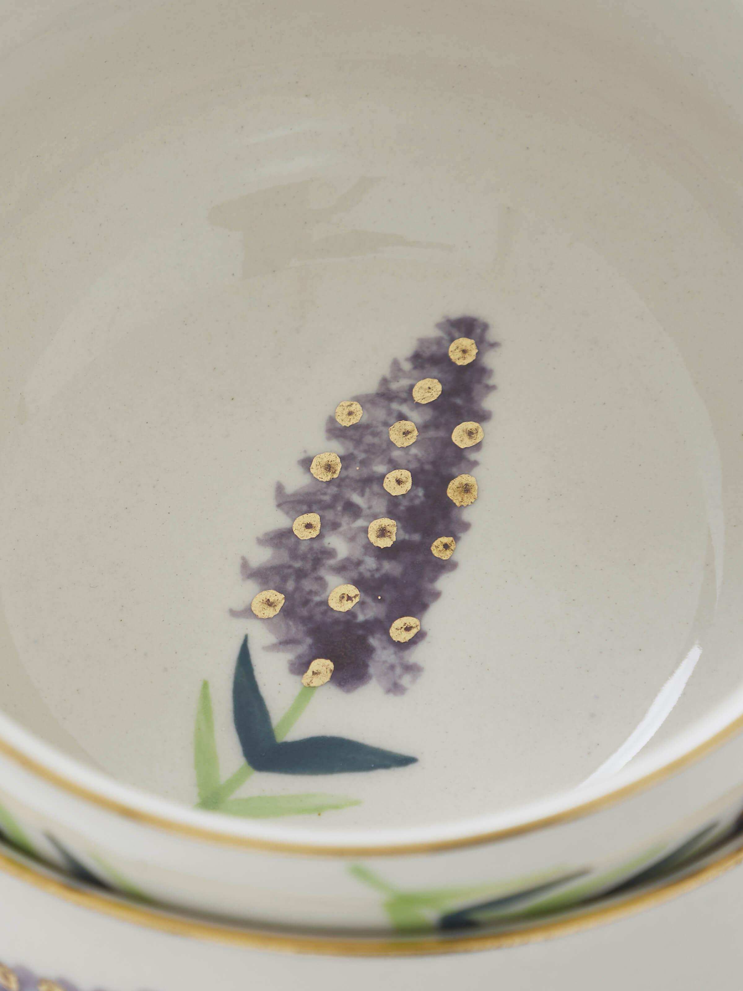 Detailed view of Khurja Pottery Stoneware Soup Bowls (2 pcs) highlighting intricate patterns