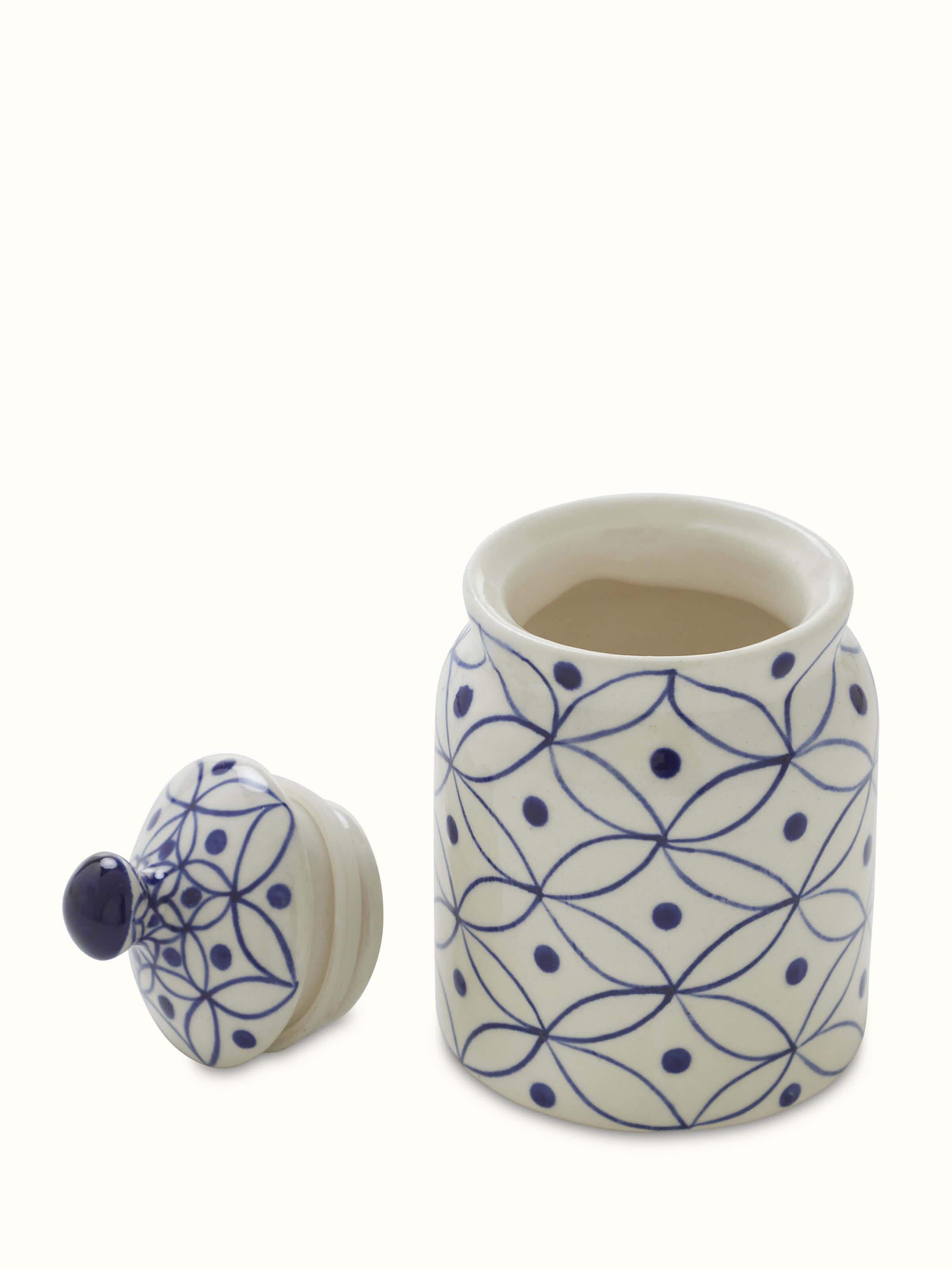 Angled view of Khurja Pottery Stoneware Pickle Jars (2 pcs) showcasing jar details