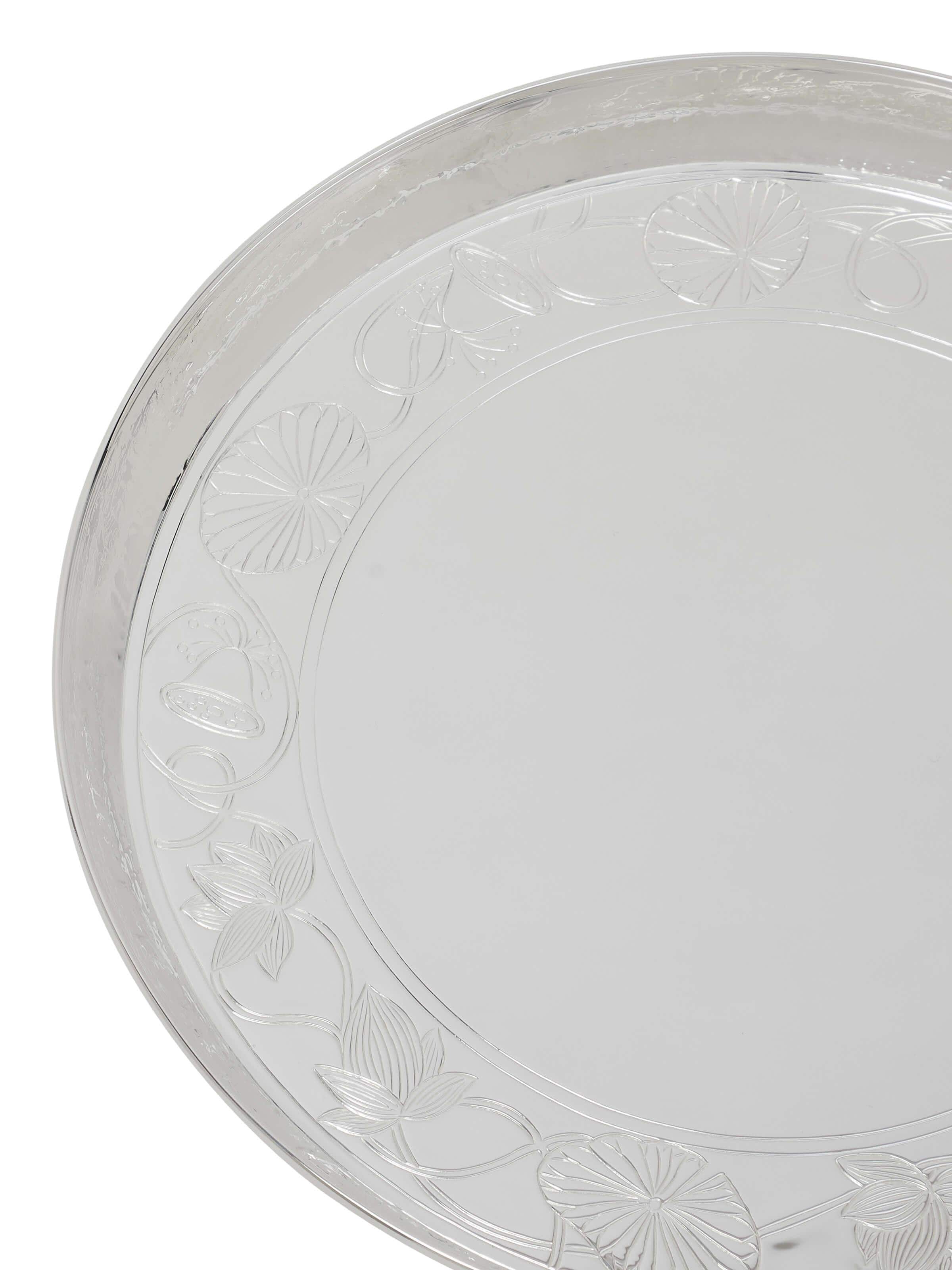 Detailed view of Silver Lotus Dinner Plate showcasing its elegant design