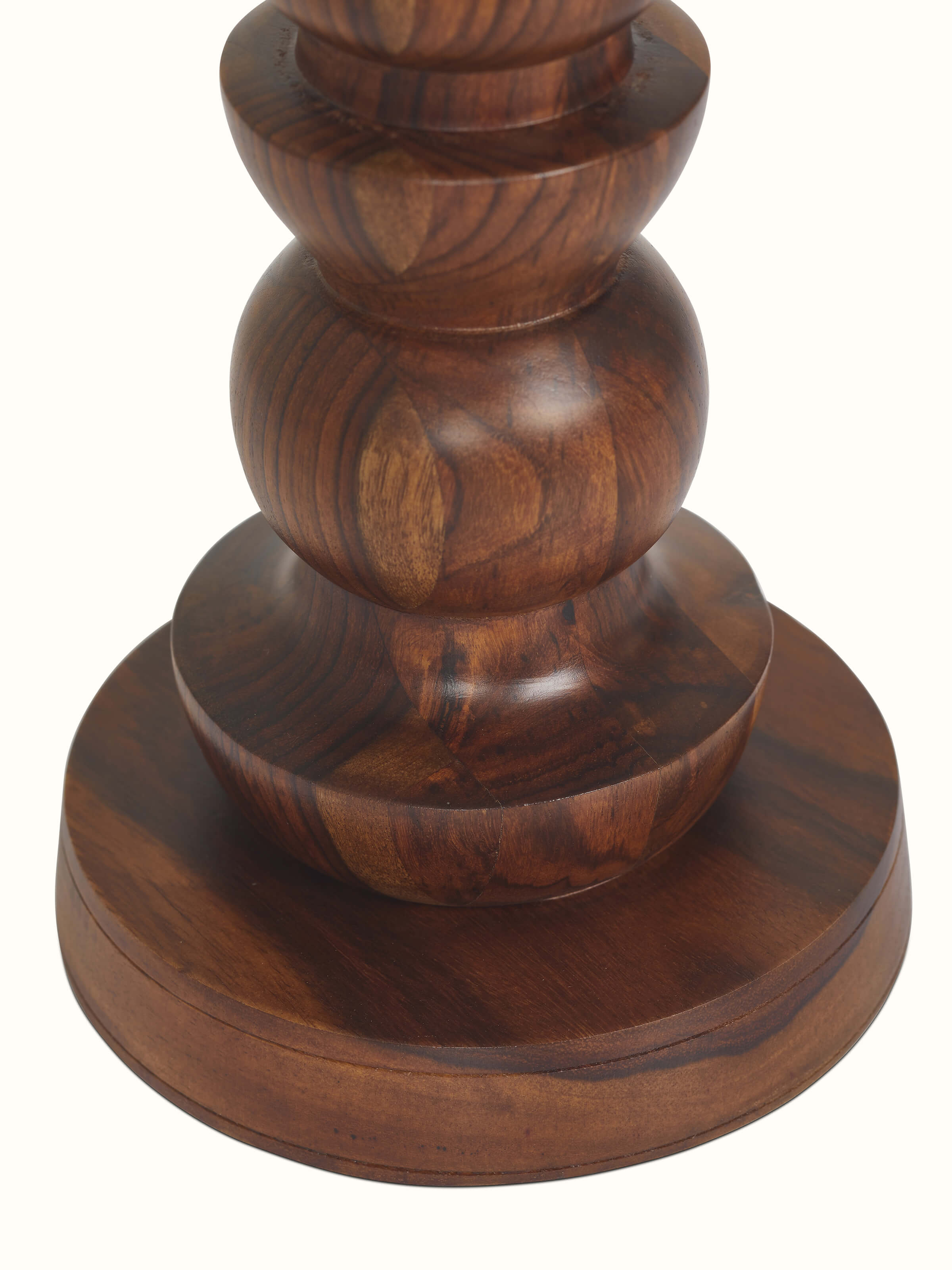 Detailed view of Wood & cotton fabric table lamp