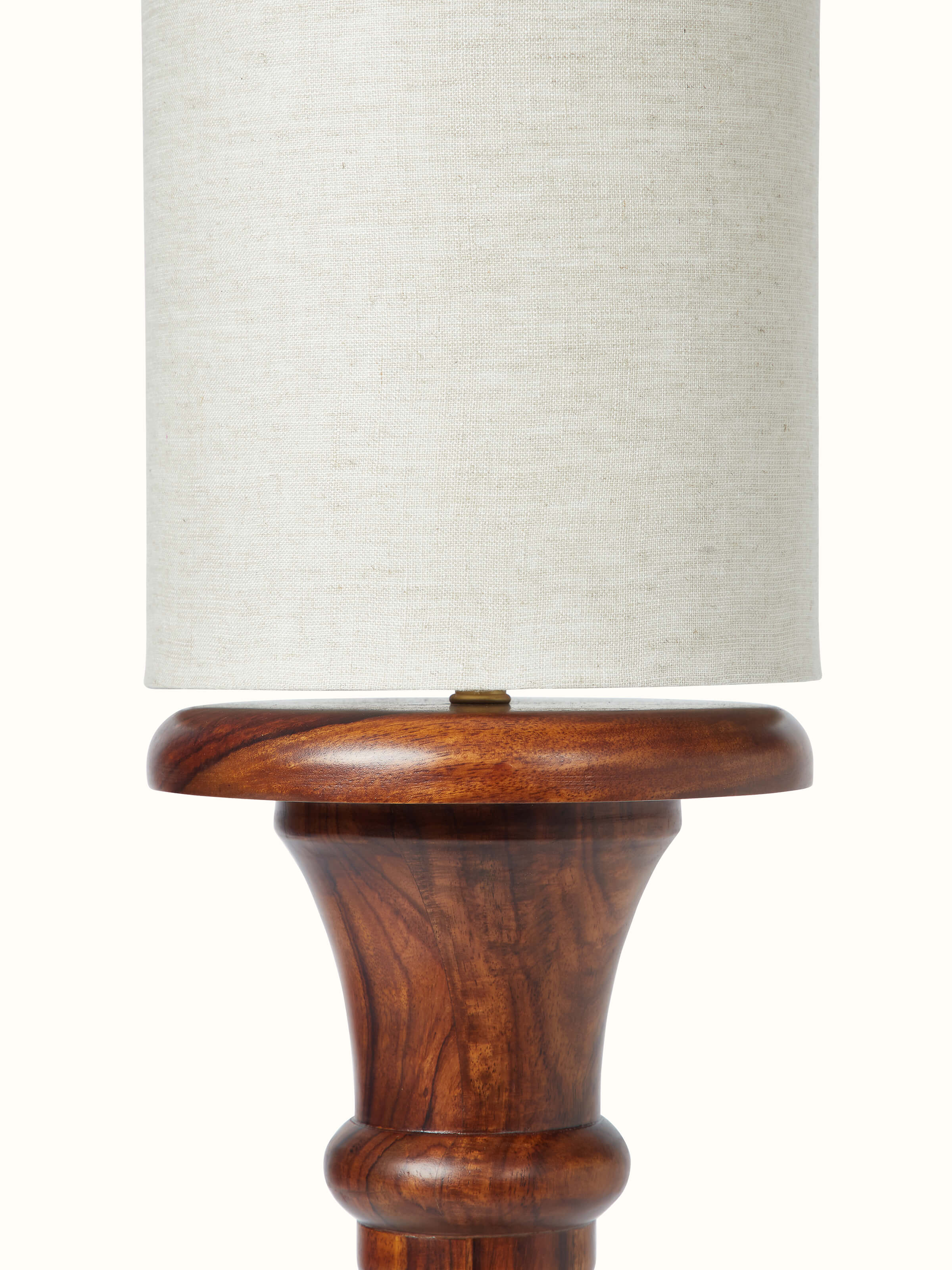 Side view of Wood & Cotton Fabric Console Lamp focusing on the lamp's profile and texture.
