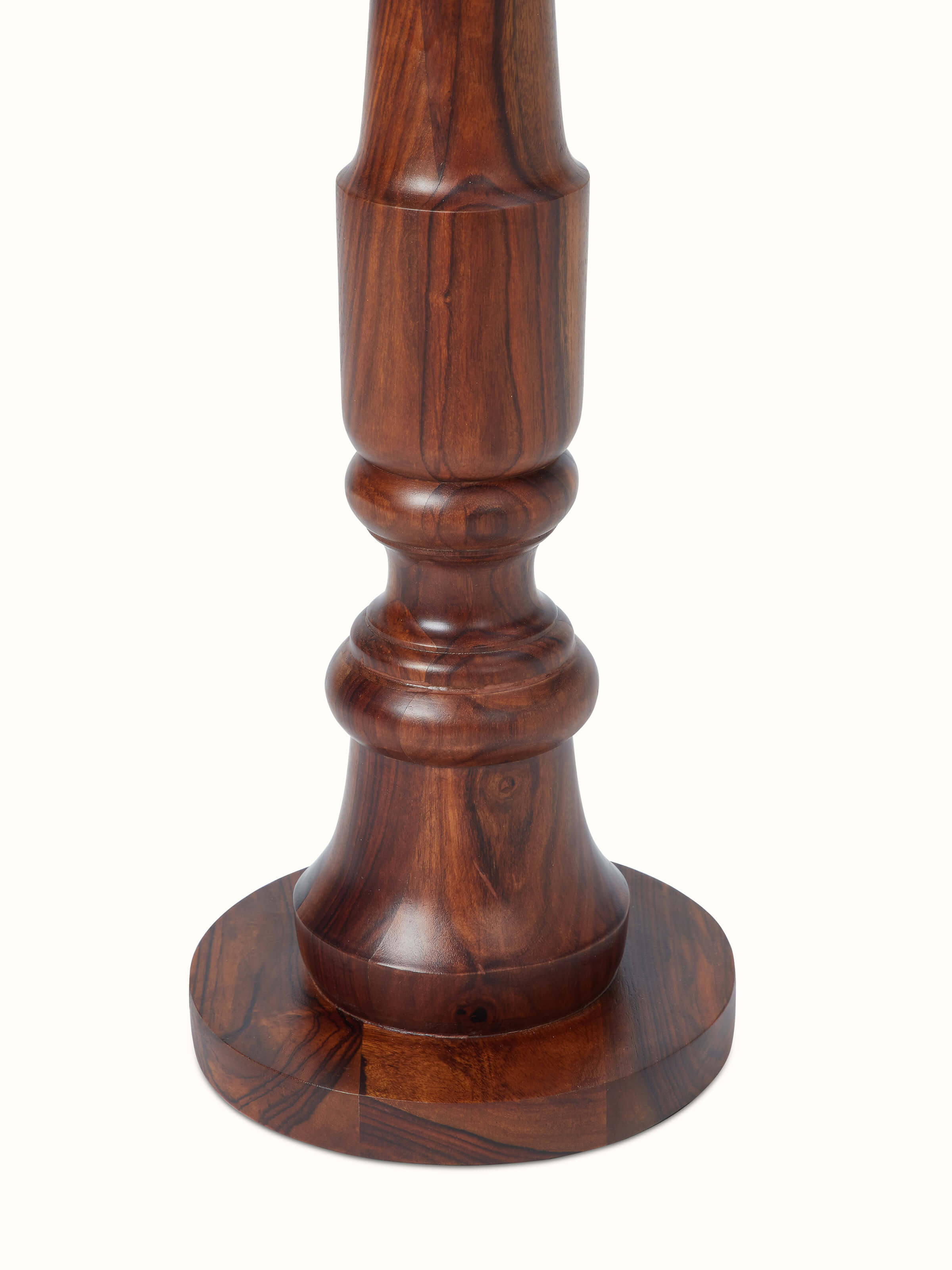 Angled view of Wood & Cotton Fabric Console Lamp showing its overall design and craftsmanship.