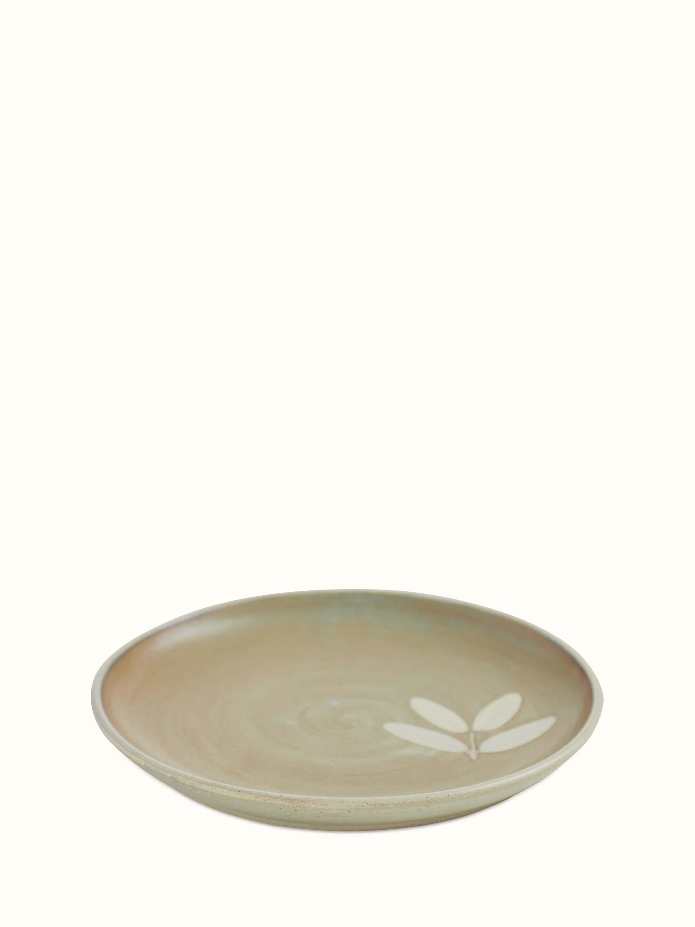 Detailed view of Studio pottery ceramic dinner plate large, focusing on the intricate patterns and texture.