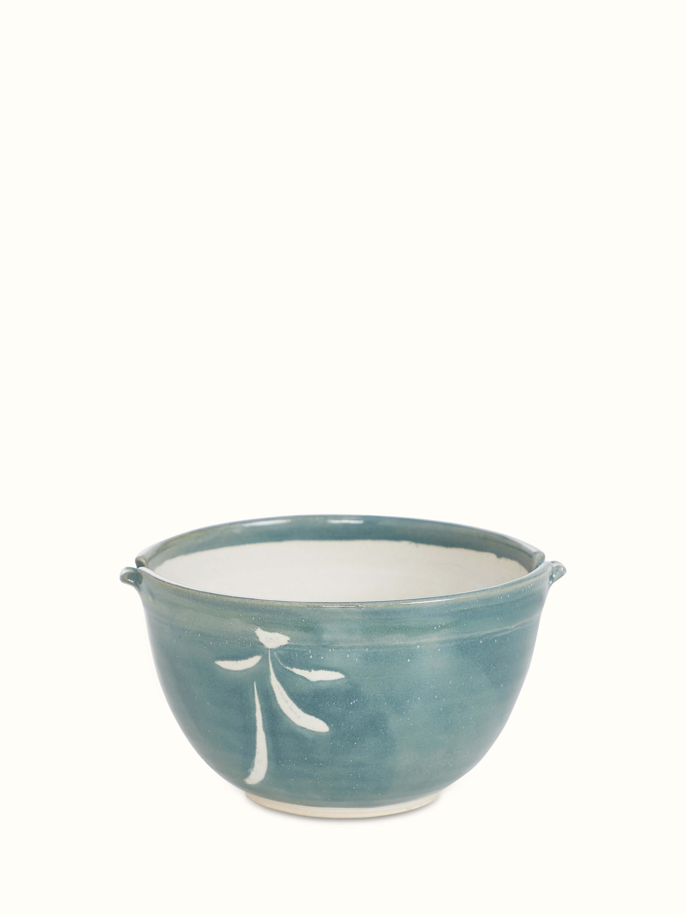 Close-up view of Khurja Pottery Ceramic Salad Plates in white & green (4 pcs) emphasizing the detailing and glaze.