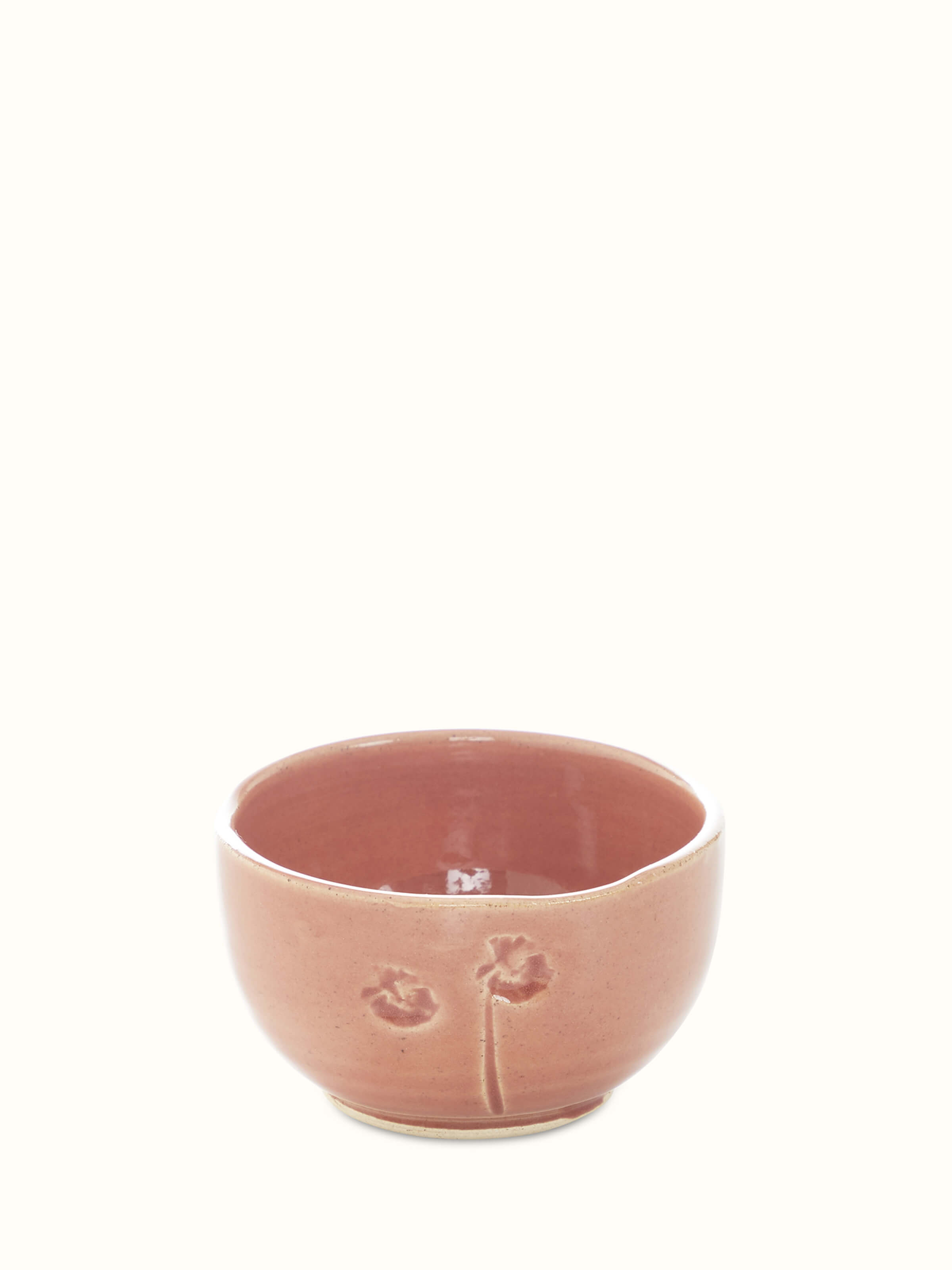 Close-up view of studio pottery ceramic round serving bowls (4 pcs) emphasizing craftsmanship