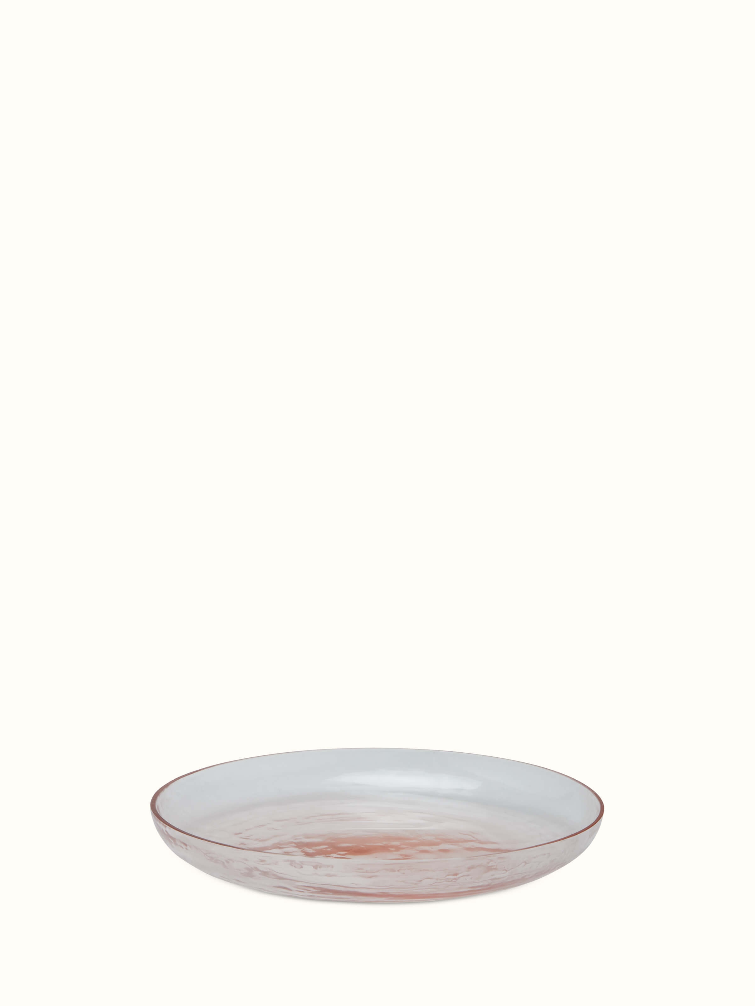 Elegant pink Firozabadi glass dinner plate with a refined design.