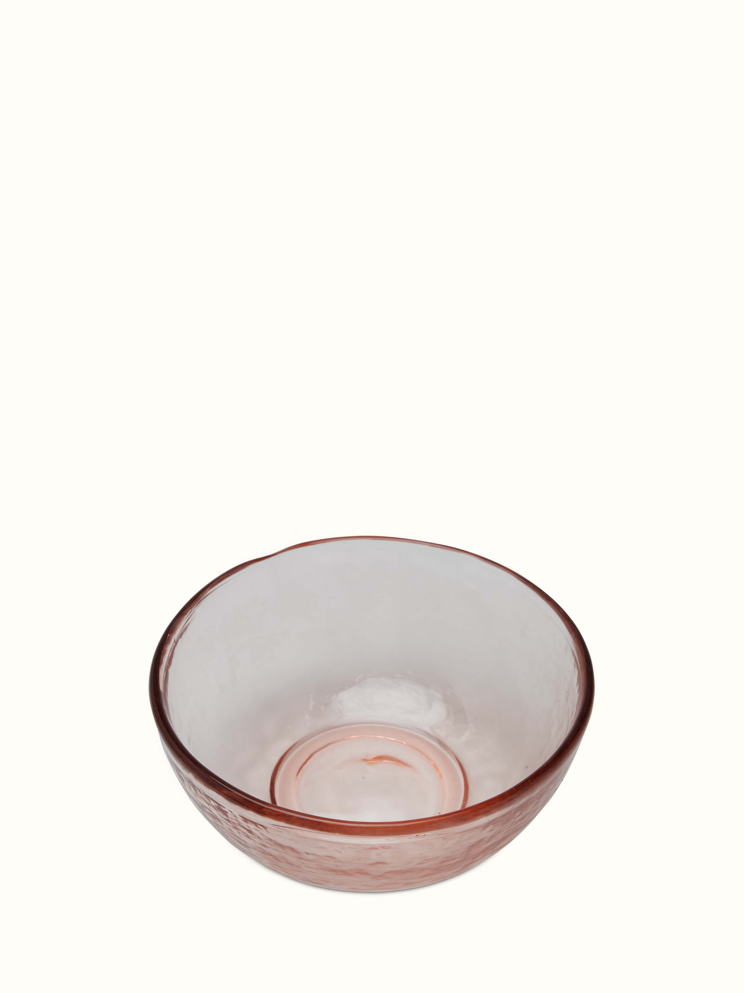 Side view of Firozabadi Glass Serving Bowl Pink Large with intricate glasswork