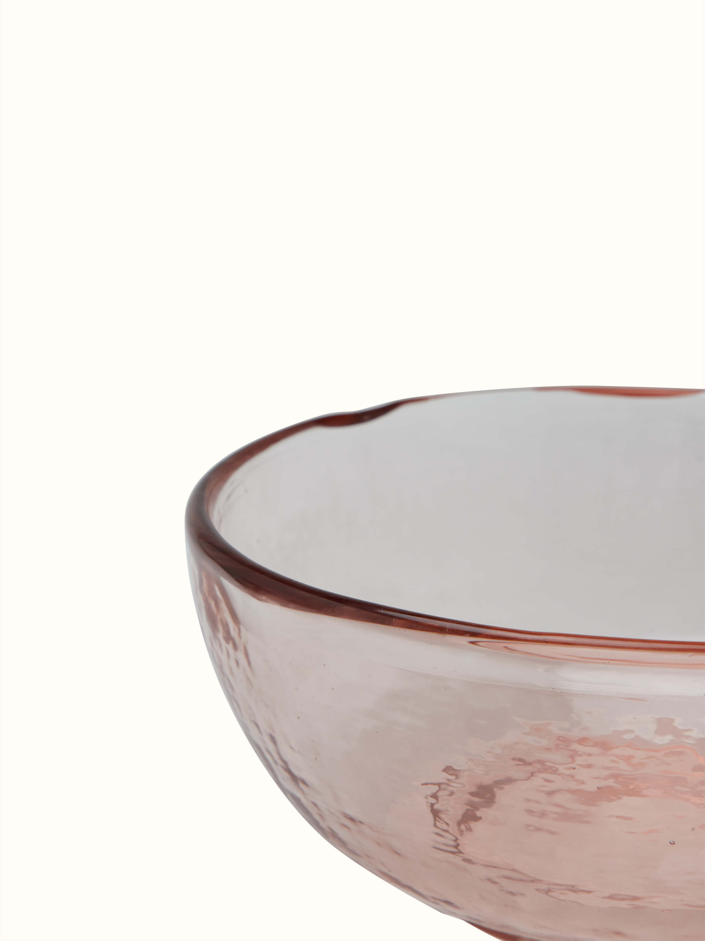 Close-up of Firozabadi Glass Serving Bowl Pink Large revealing fine details