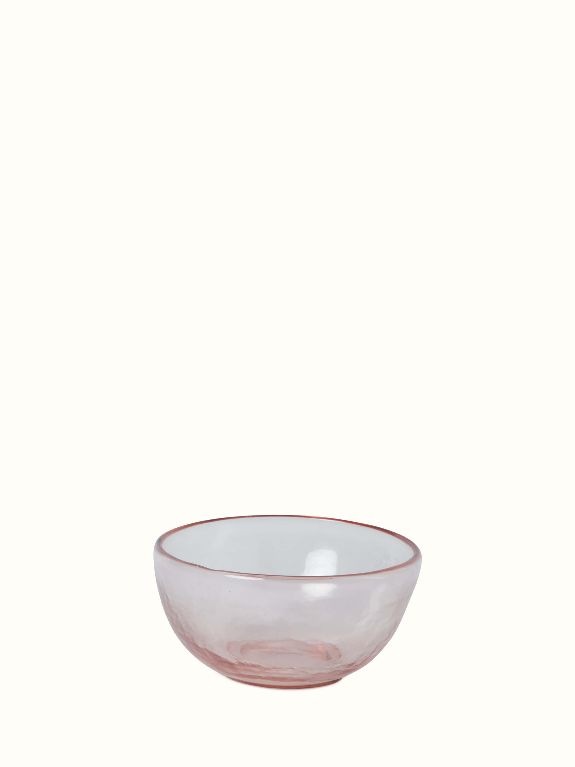 Firozabadi glass serving bowl in pink, medium size, showcasing its elegant design.