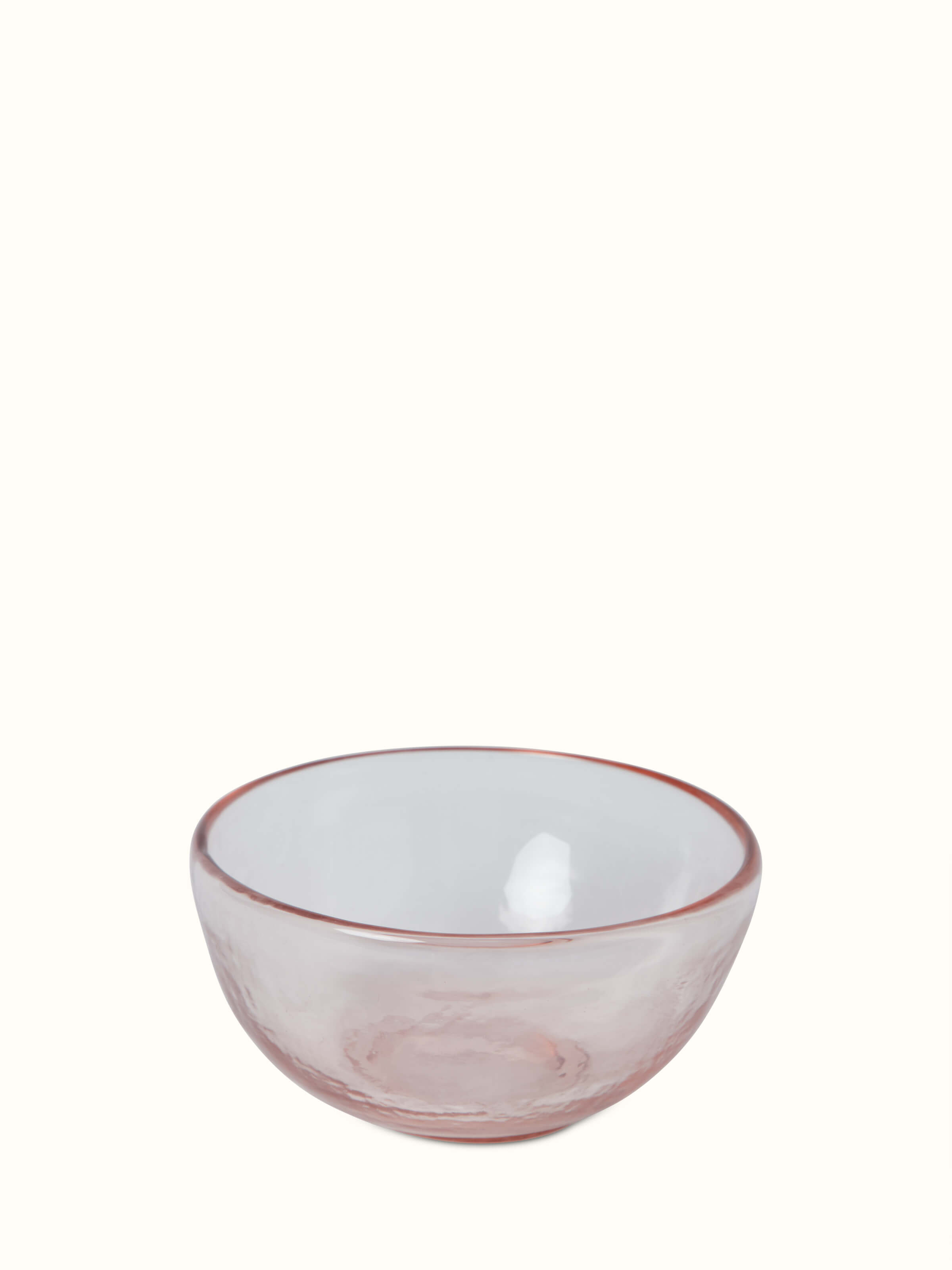 Detailed view of Firozabadi glass serving bowl, highlighting its vibrant pink color and fine craftsmanship.
