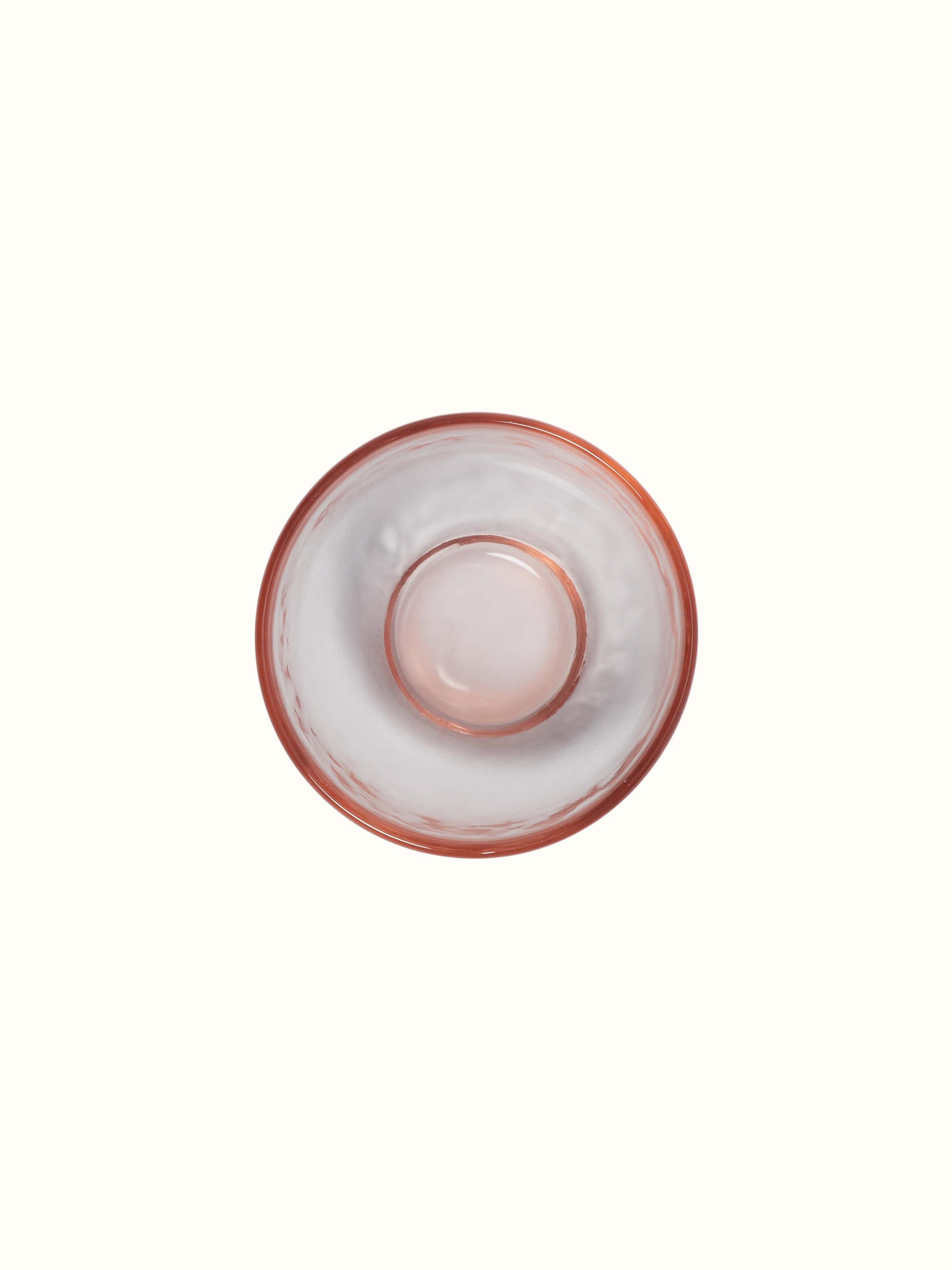 Detailed close-up of Firozabadi glass nut bowls in pink (2 pcs) showing the high-quality glass finish
