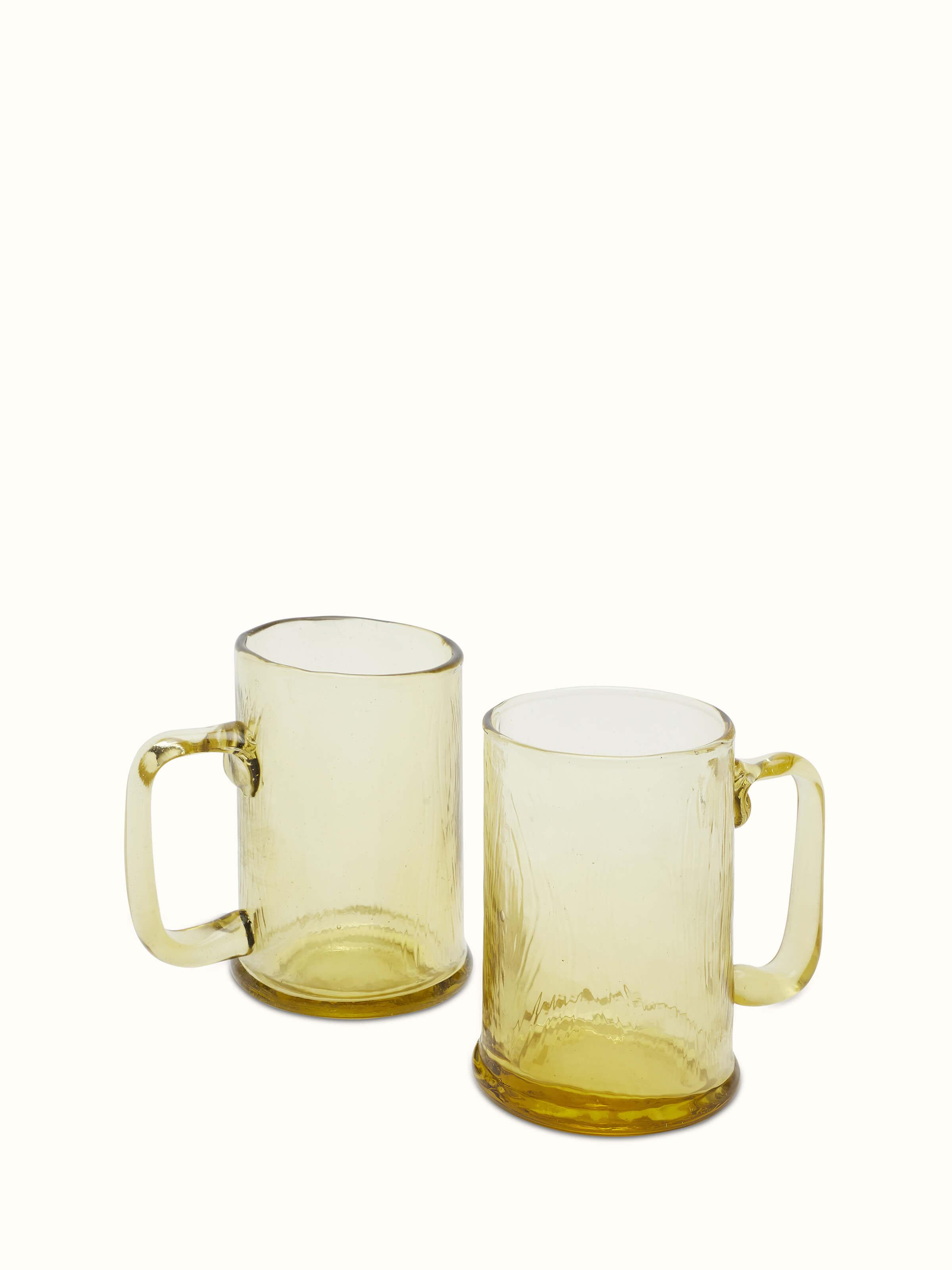 Detailed view of Soda-lime glass-worked beer mugs (2 pcs)