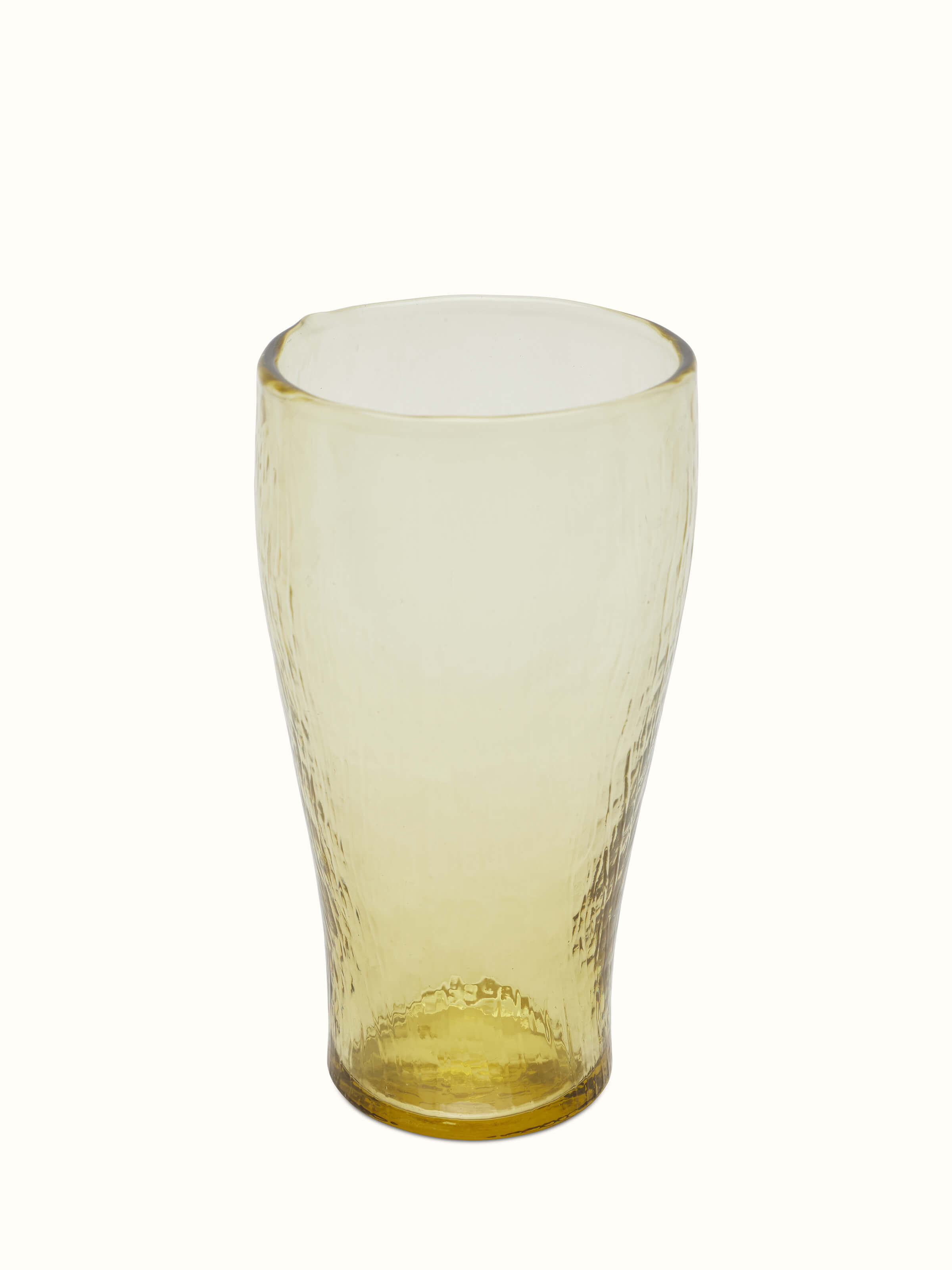 Side view of soda-lime glass-worked beer glasses showing the refined design and smooth texture of the glass