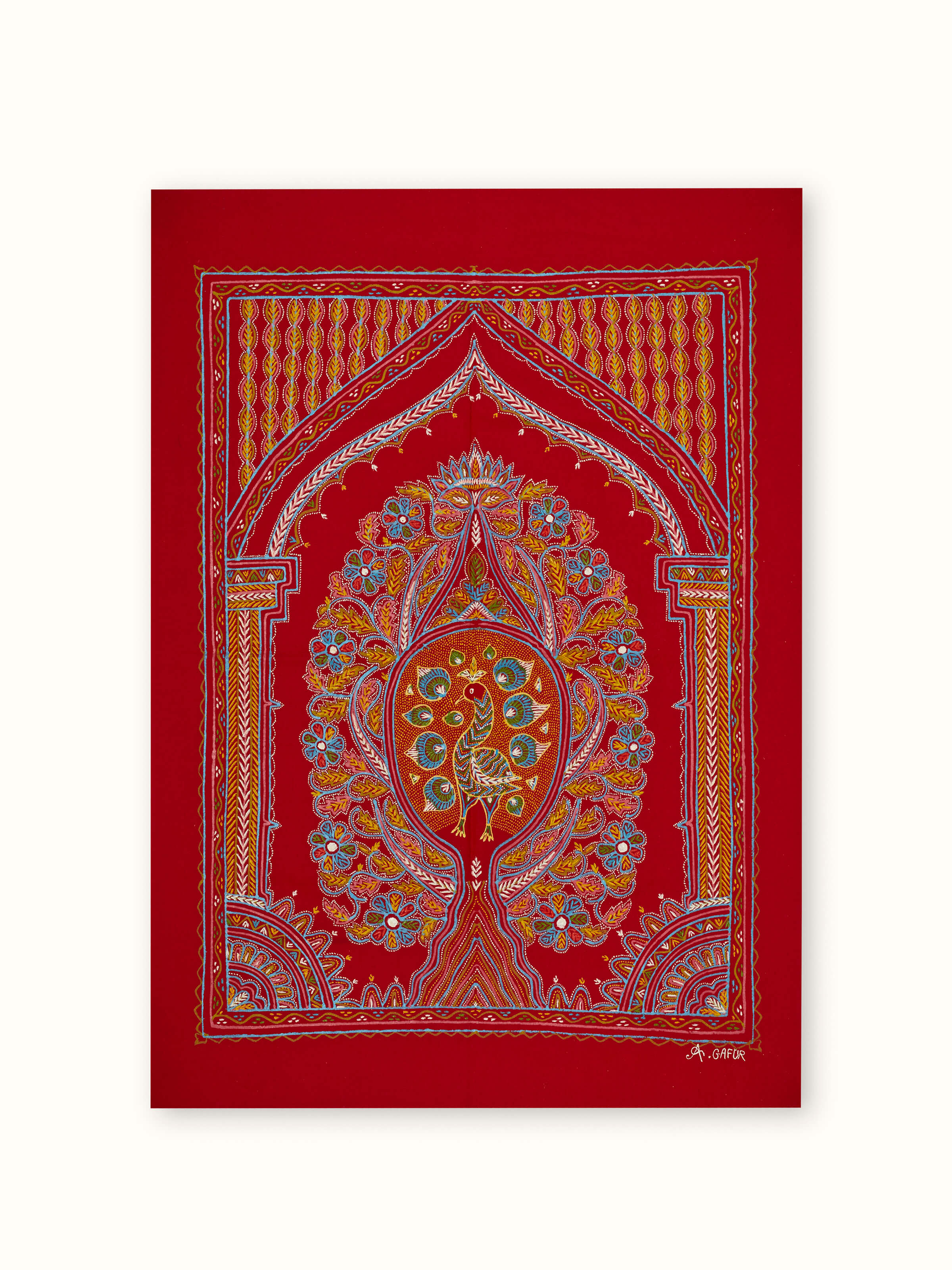 Rogan castor oil and pigment Janma painting showcasing vibrant colors and intricate details.