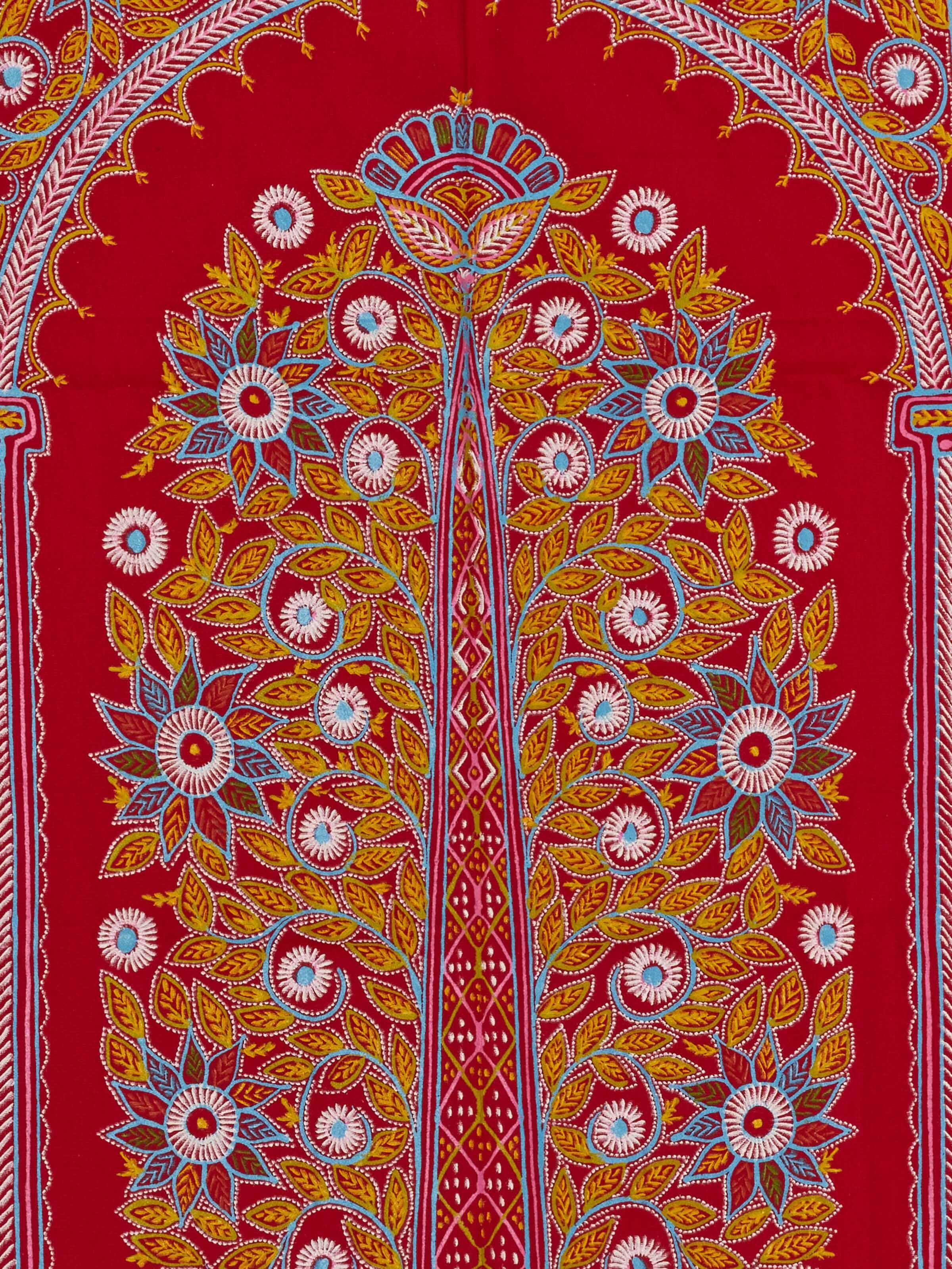 Front view of Rogan castor oil & pigment sansar painting showcasing vibrant colors