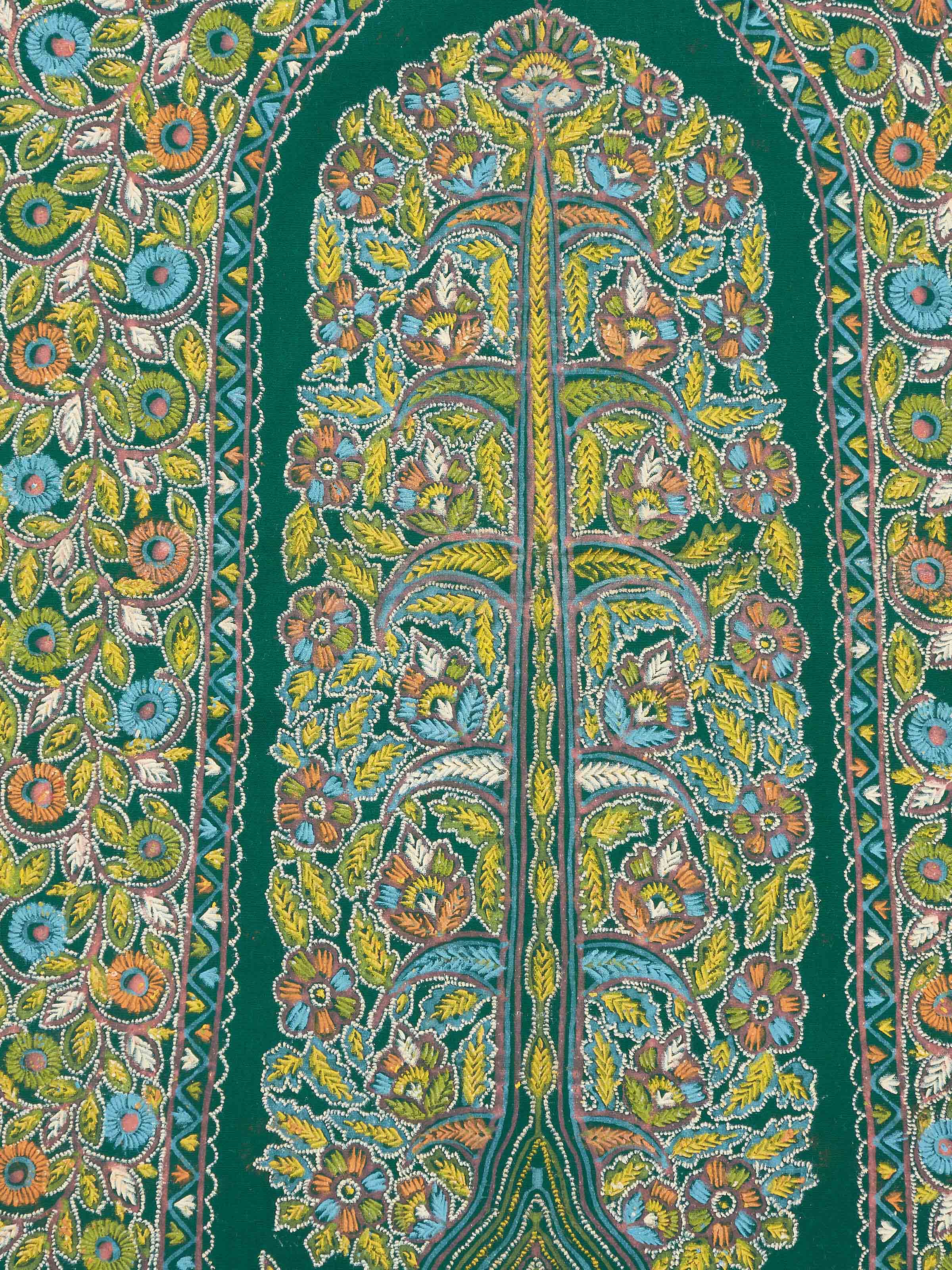 Close-up of Rogan Castor Oil & Pigment Anubhav Painting focusing on fine details and brush strokes