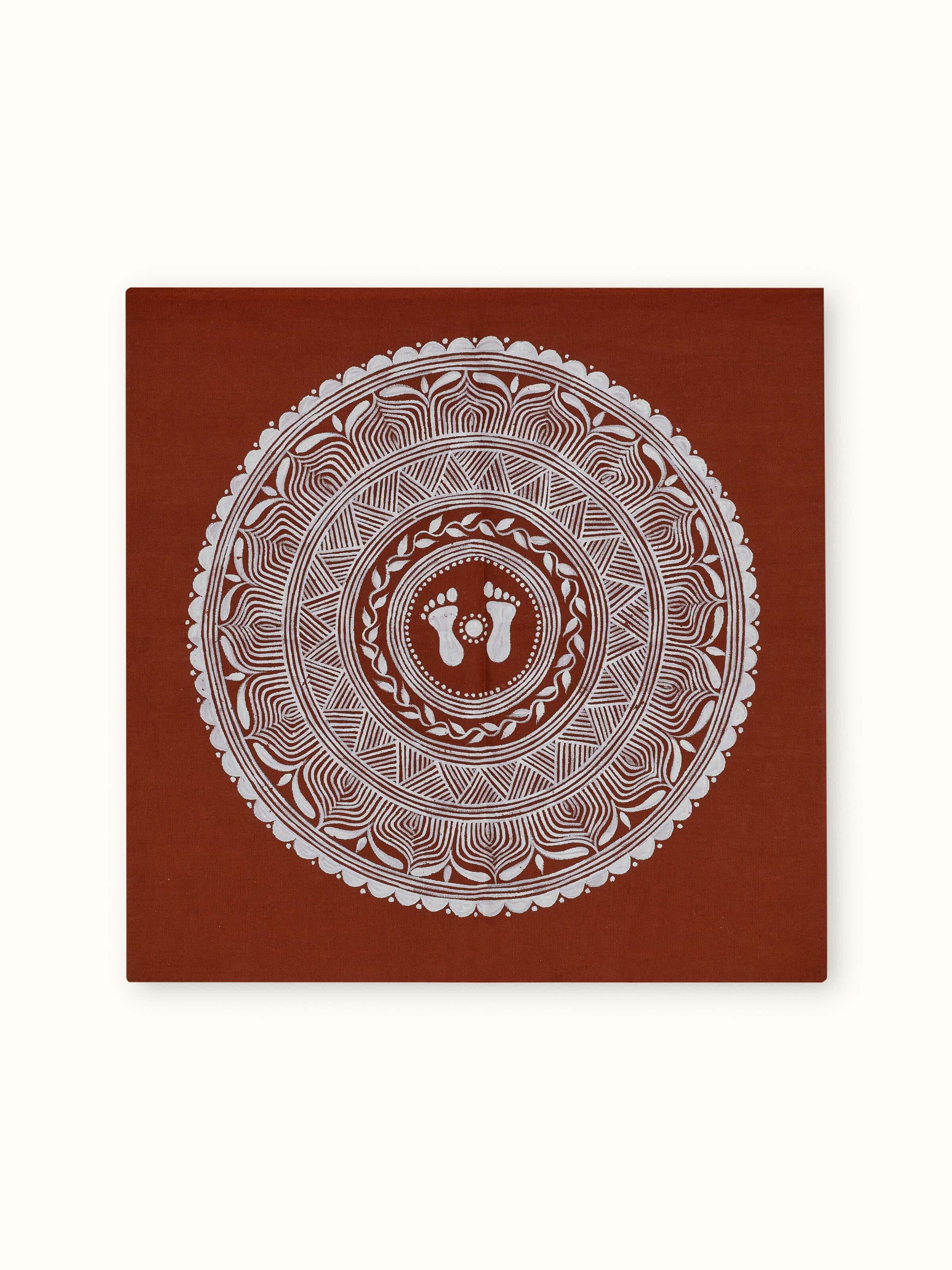 Front view of Aipan Lakshmi Padchinna Painting featuring traditional patterns