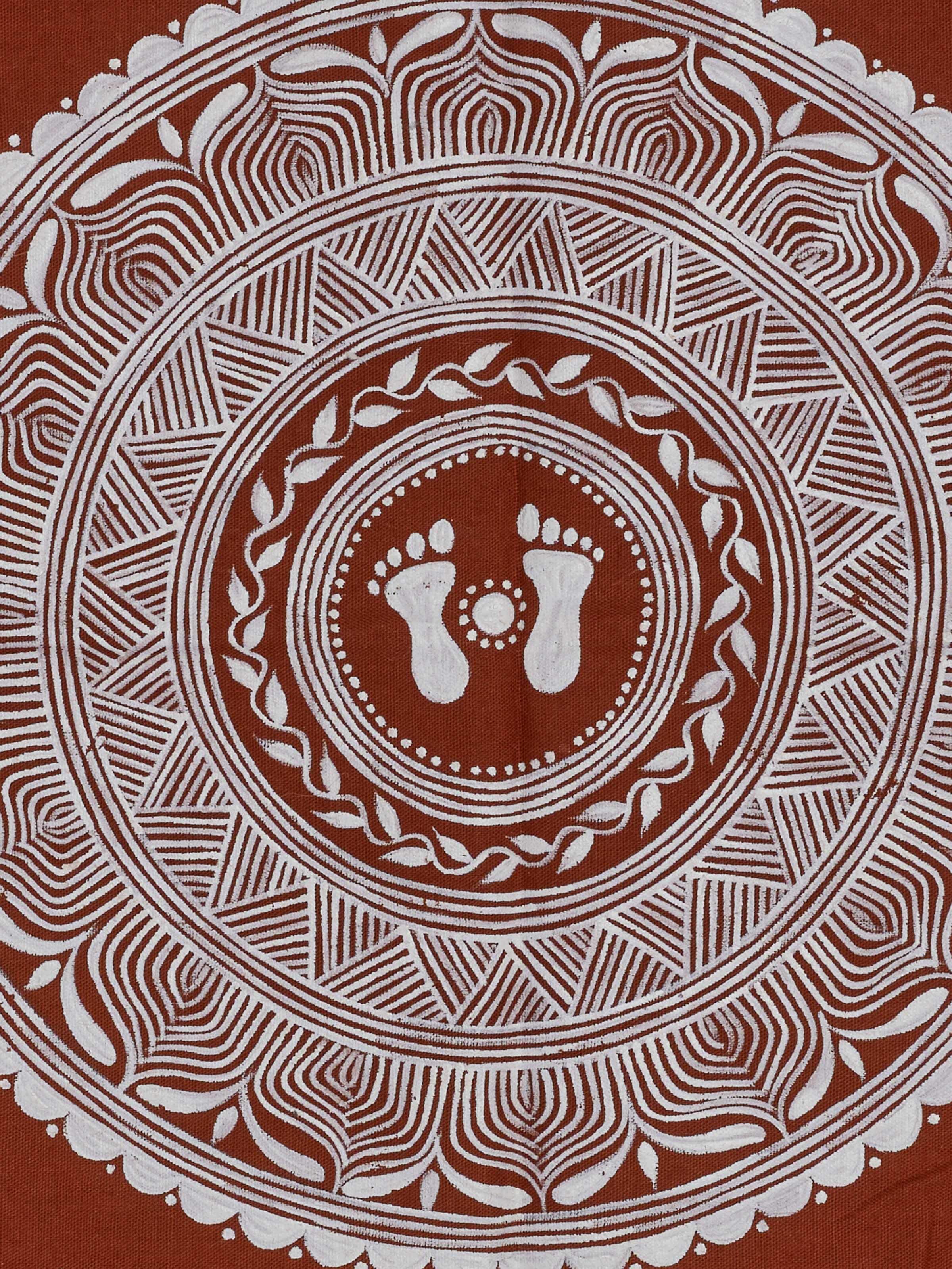 Close-up of Aipan Lakshmi Padchinna Painting showcasing intricate details