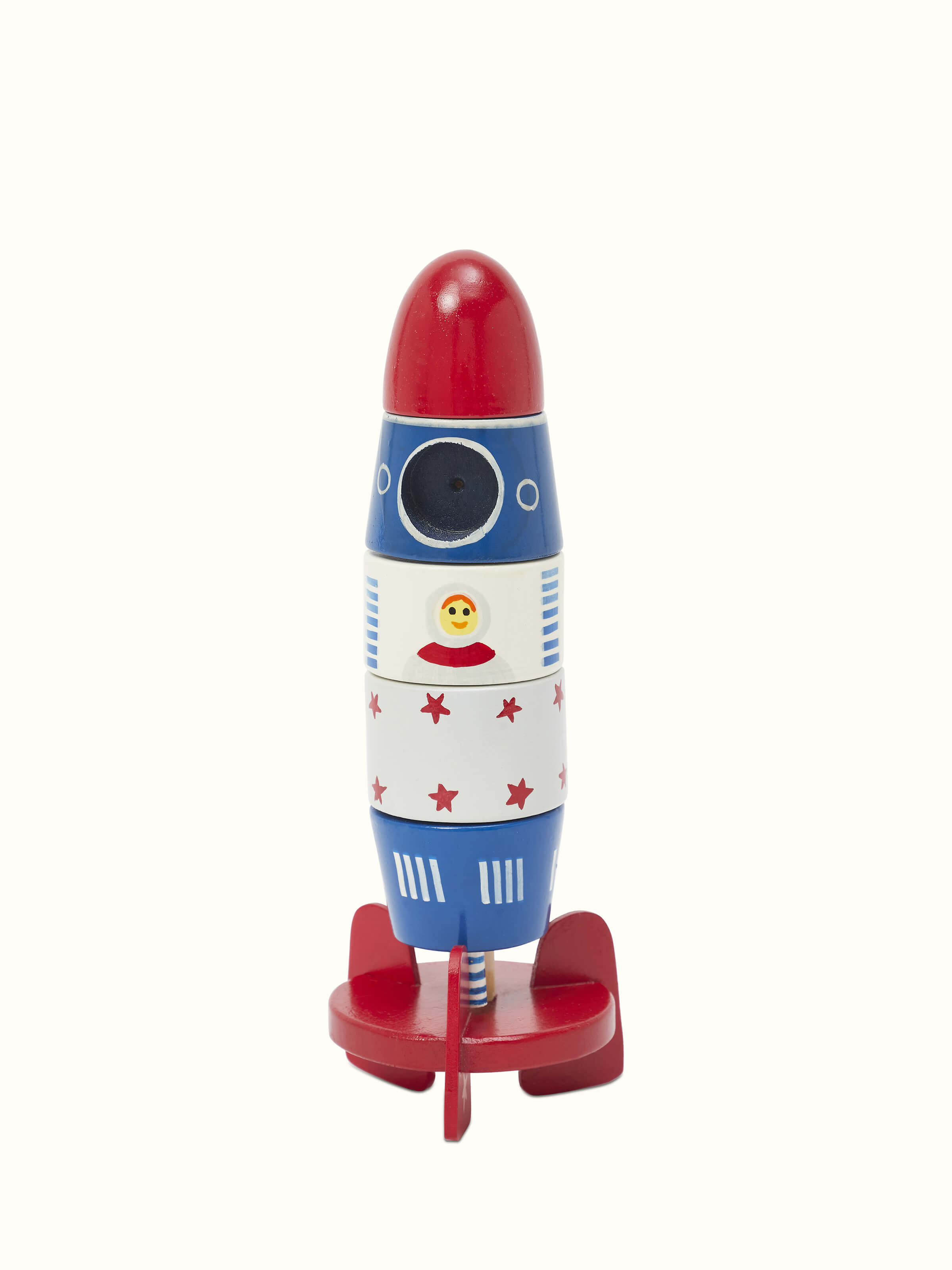 Front view of Channapatna Ivory Wood Rocket White, showcasing the sleek design and ivory finish