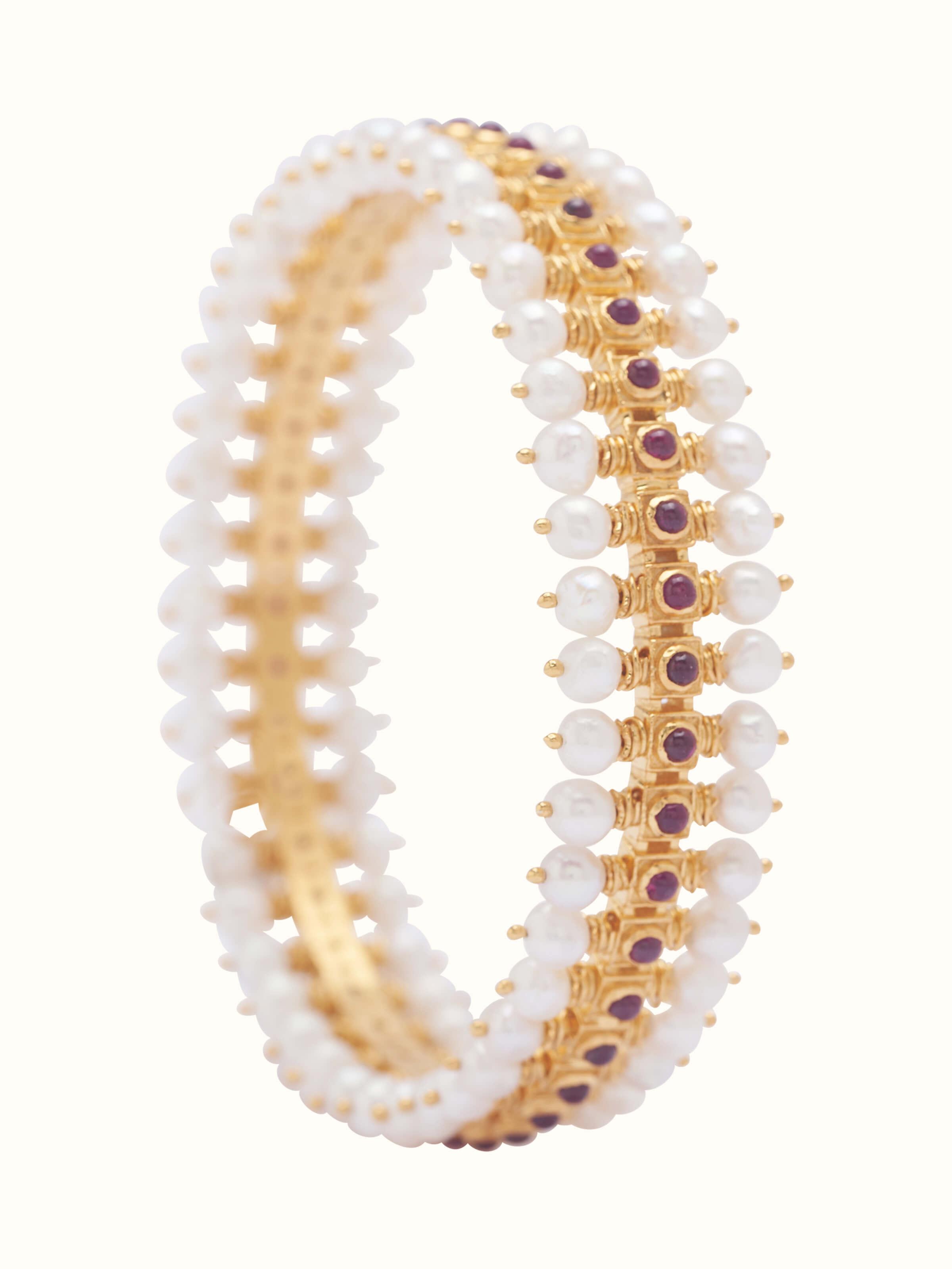 Front view of Guttapusalu silver bangle showcasing its traditional design and intricate craftsmanship