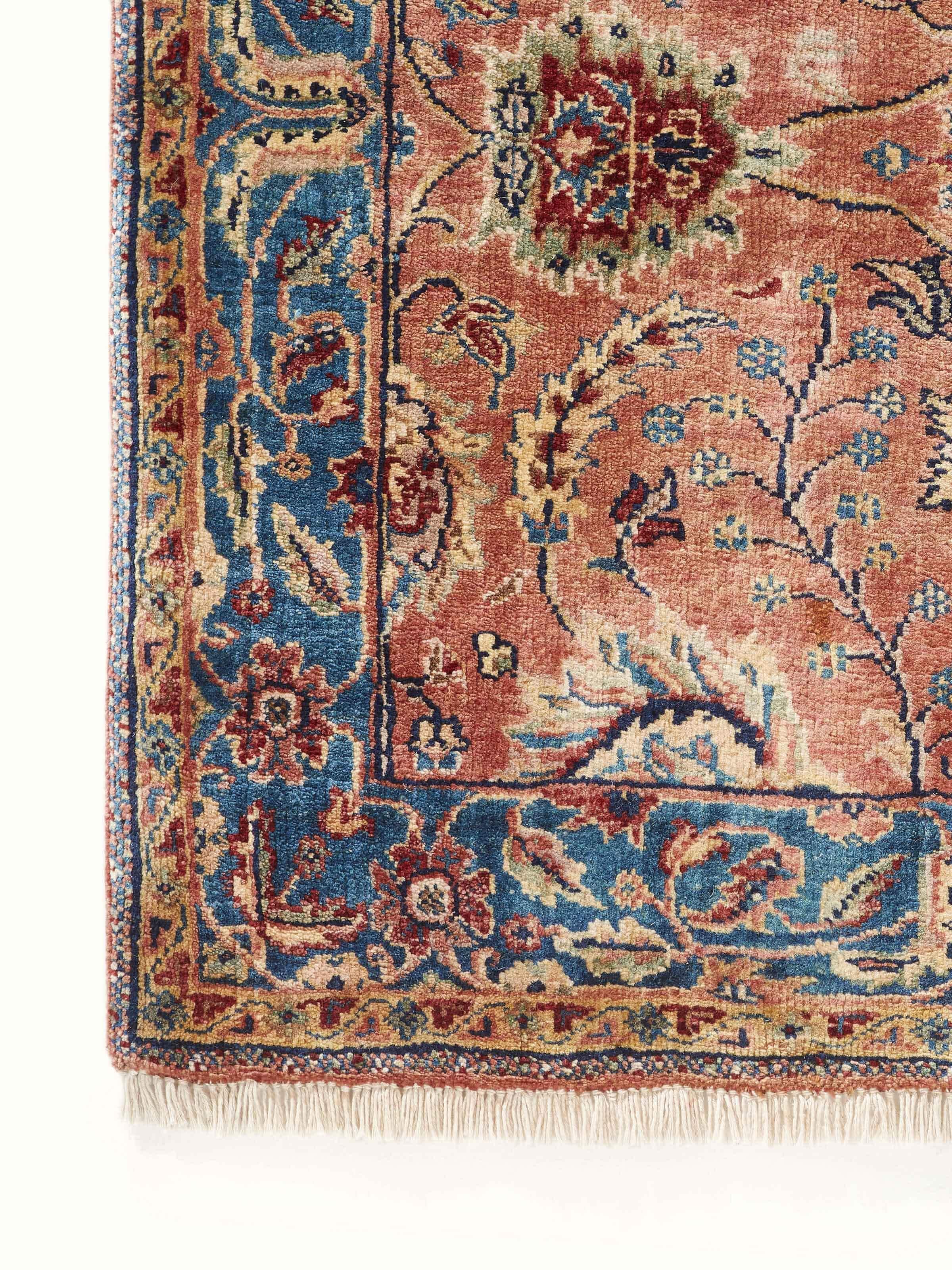 Detail view of Rust Ziegler Rug, showcasing close-up textures and fine knotting.