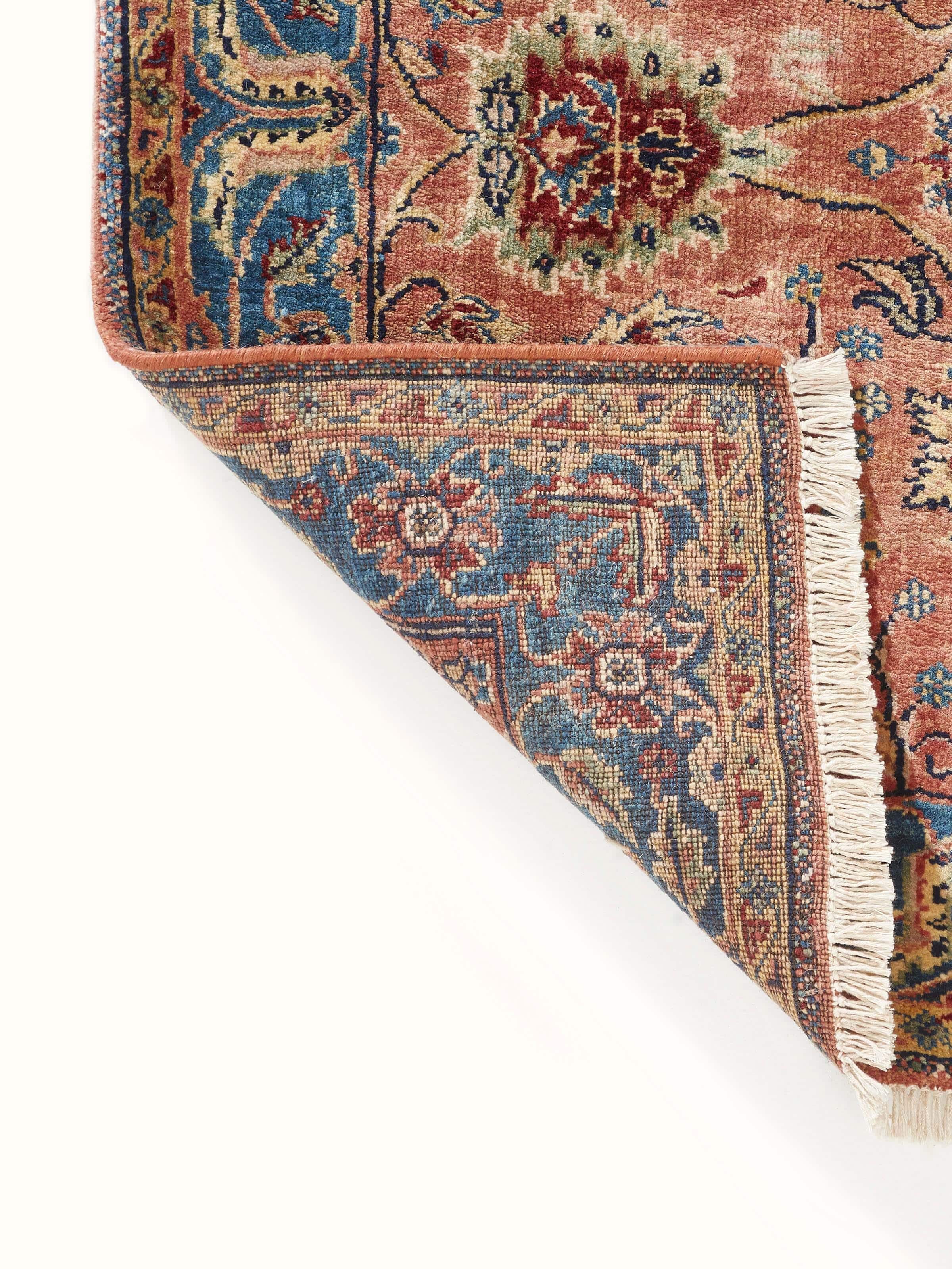 Back view of Ziegler Jaipur Runner, highlighting structure and artisan finishing techniques.