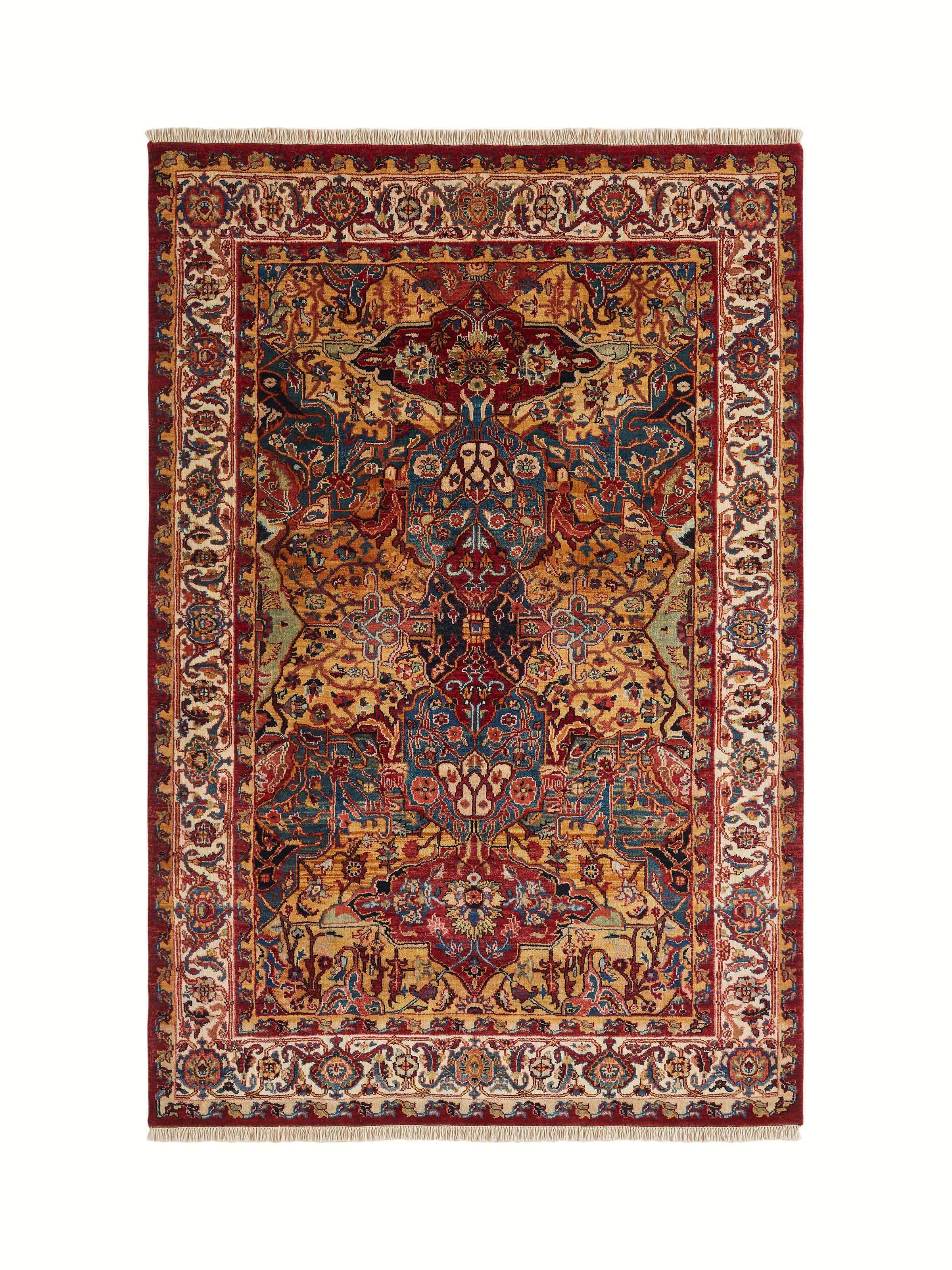 Front view of Traditional Heriz Rust Jaipur Wool Hand-Knotted Rug showcasing intricate hand-knotted design.