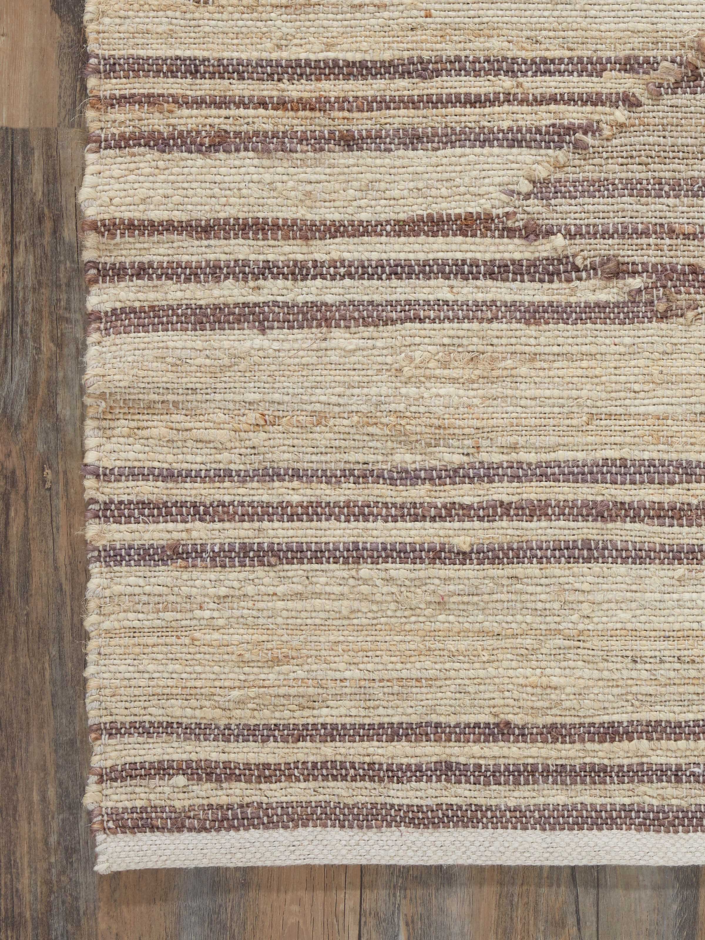 Artistic view of Geo Stripes beige brown jute & cotton natural fibre rug