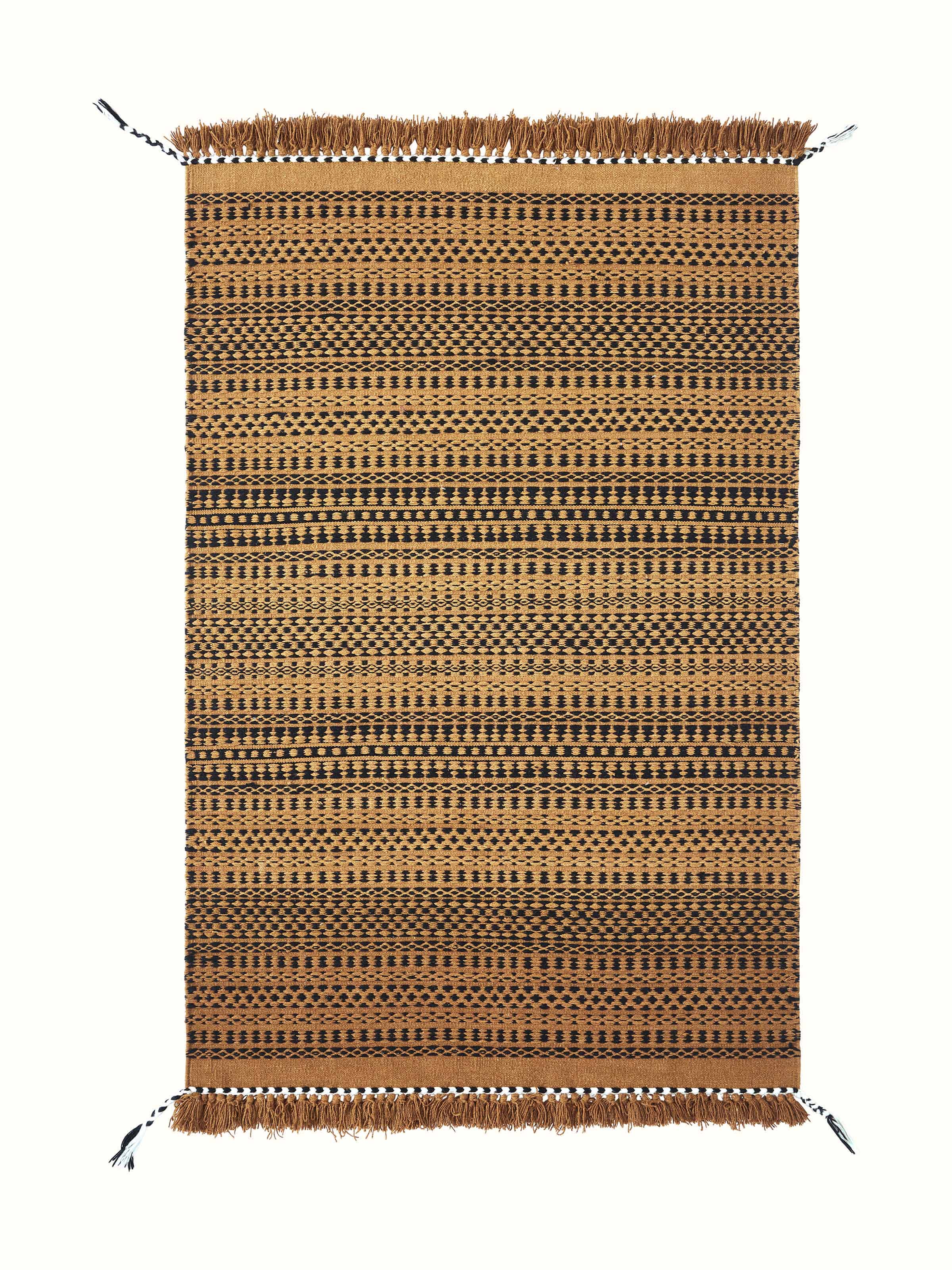 Sindhi textured orange salawas wool & cotton panja dhurrie with a vibrant orange color and traditional panja weaving pattern.