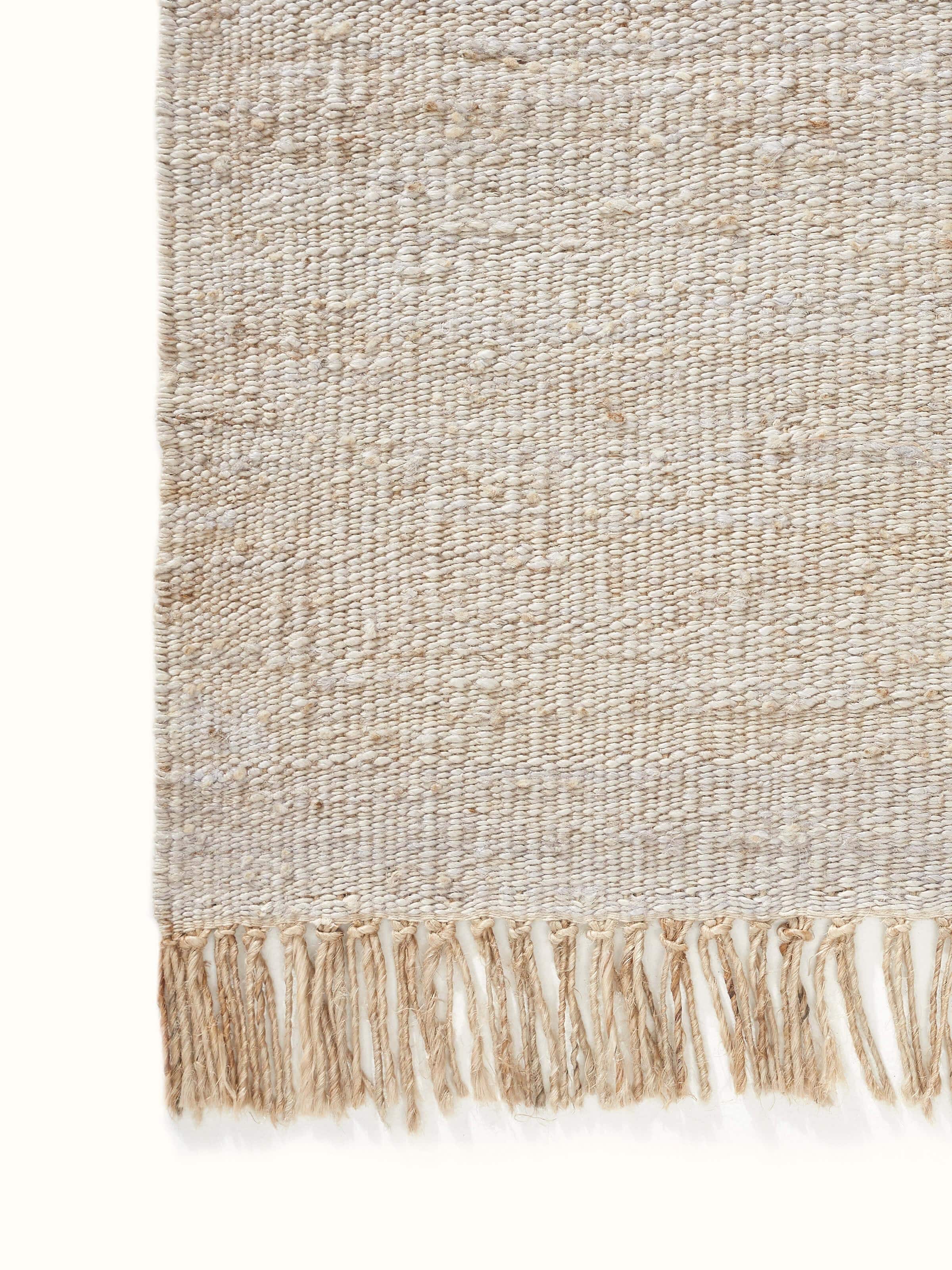 Detailed view of Graphic geo beige grey jute natural fibre rug highlighting its durability and design