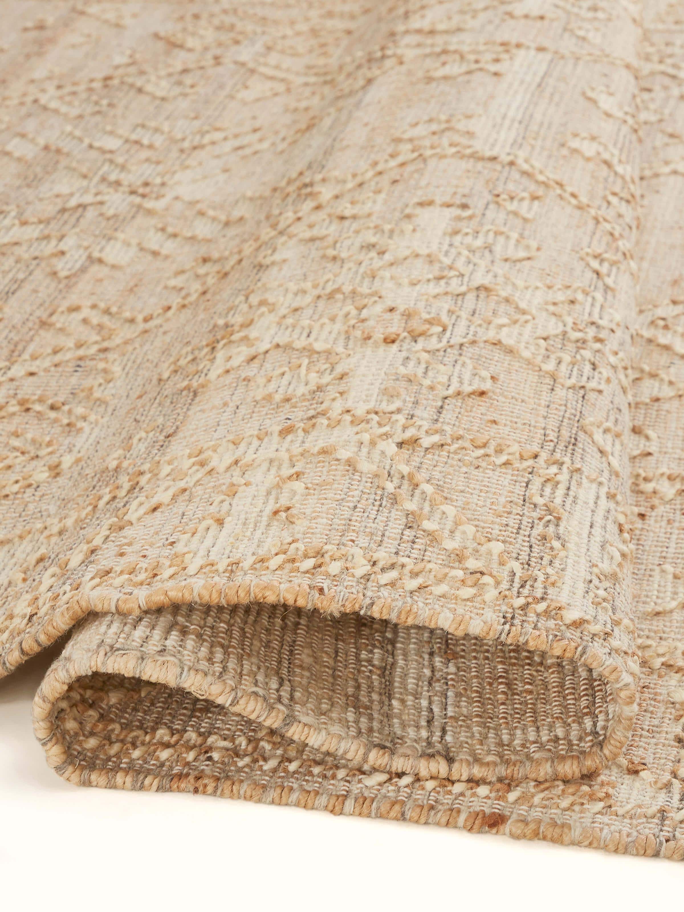 Full view of Traditional Kilim Beige Jute Natural Fibre Rug showing the entire rug layout and pattern.