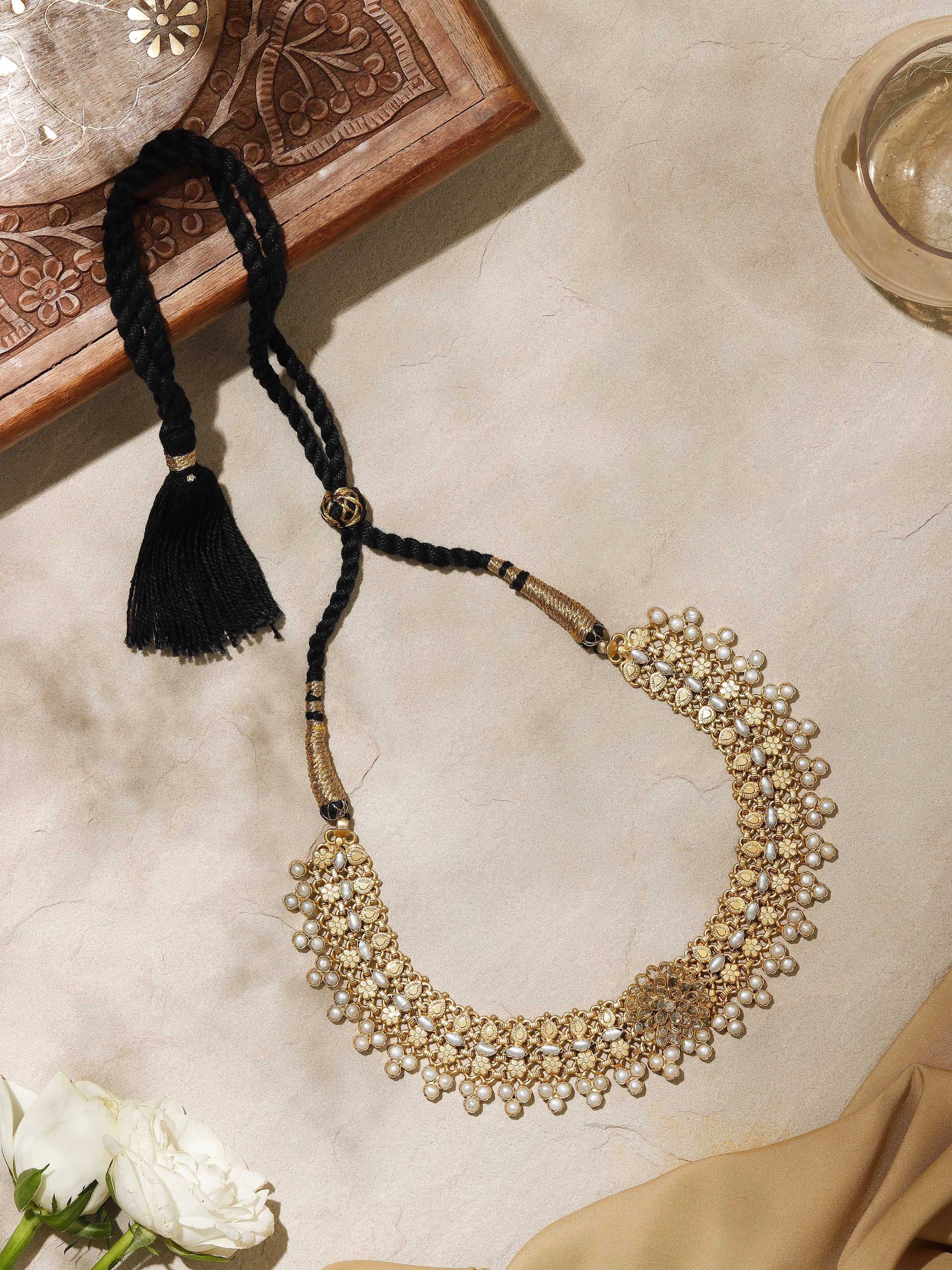 Close-up of Silver Smithing Collar Necklace highlighting intricate design and high-quality silver material.