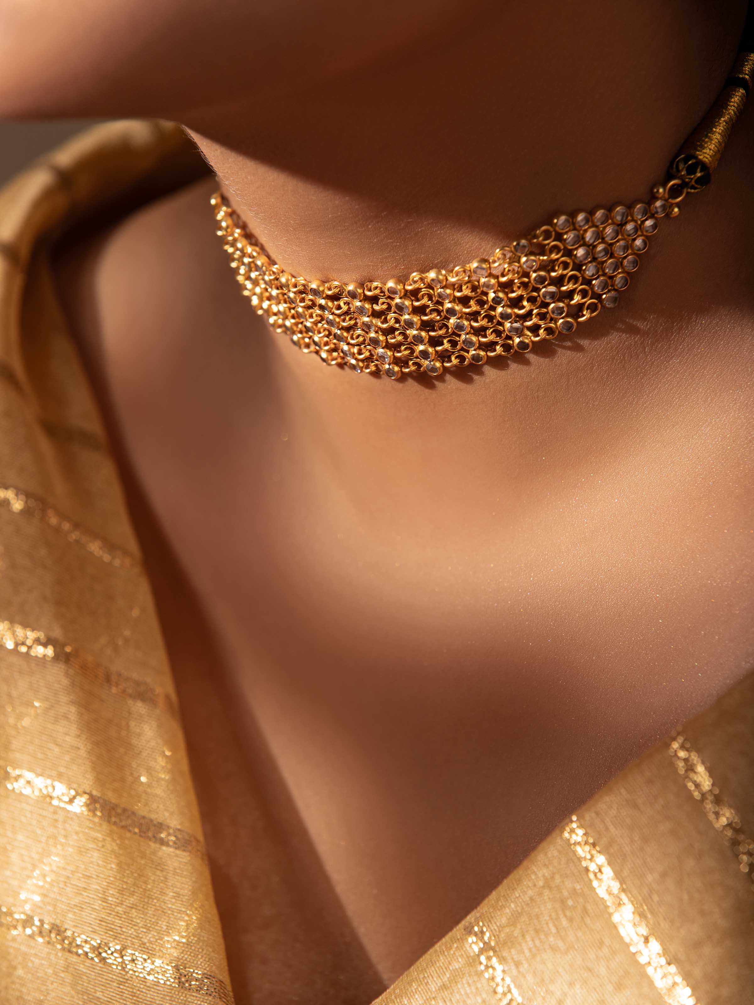 Side view of Silver Smithing Choker highlighting the detailed craftsmanship and elegant finish