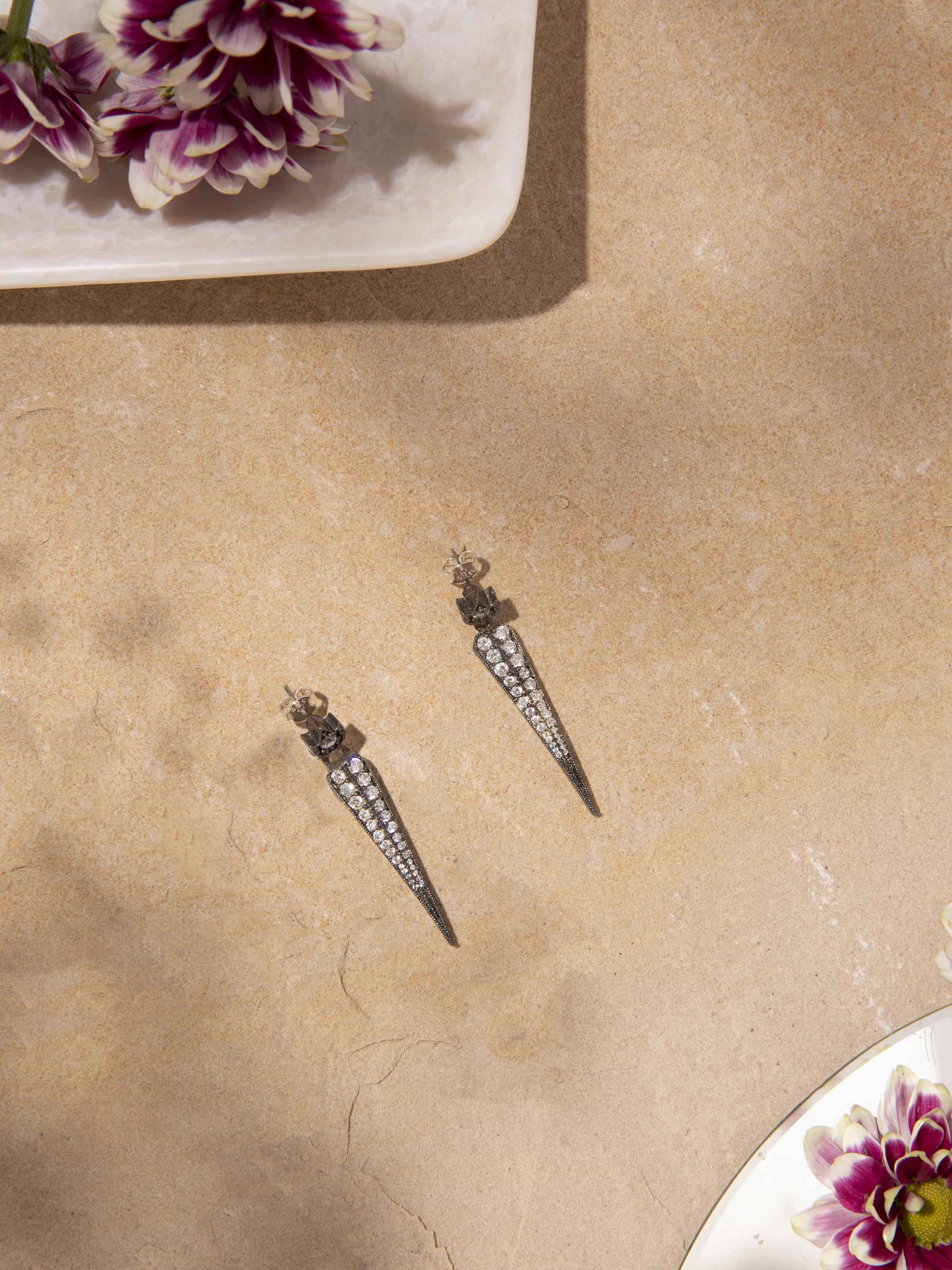 Side view of Silver Smithing Collar Necklace showcasing intricate details.