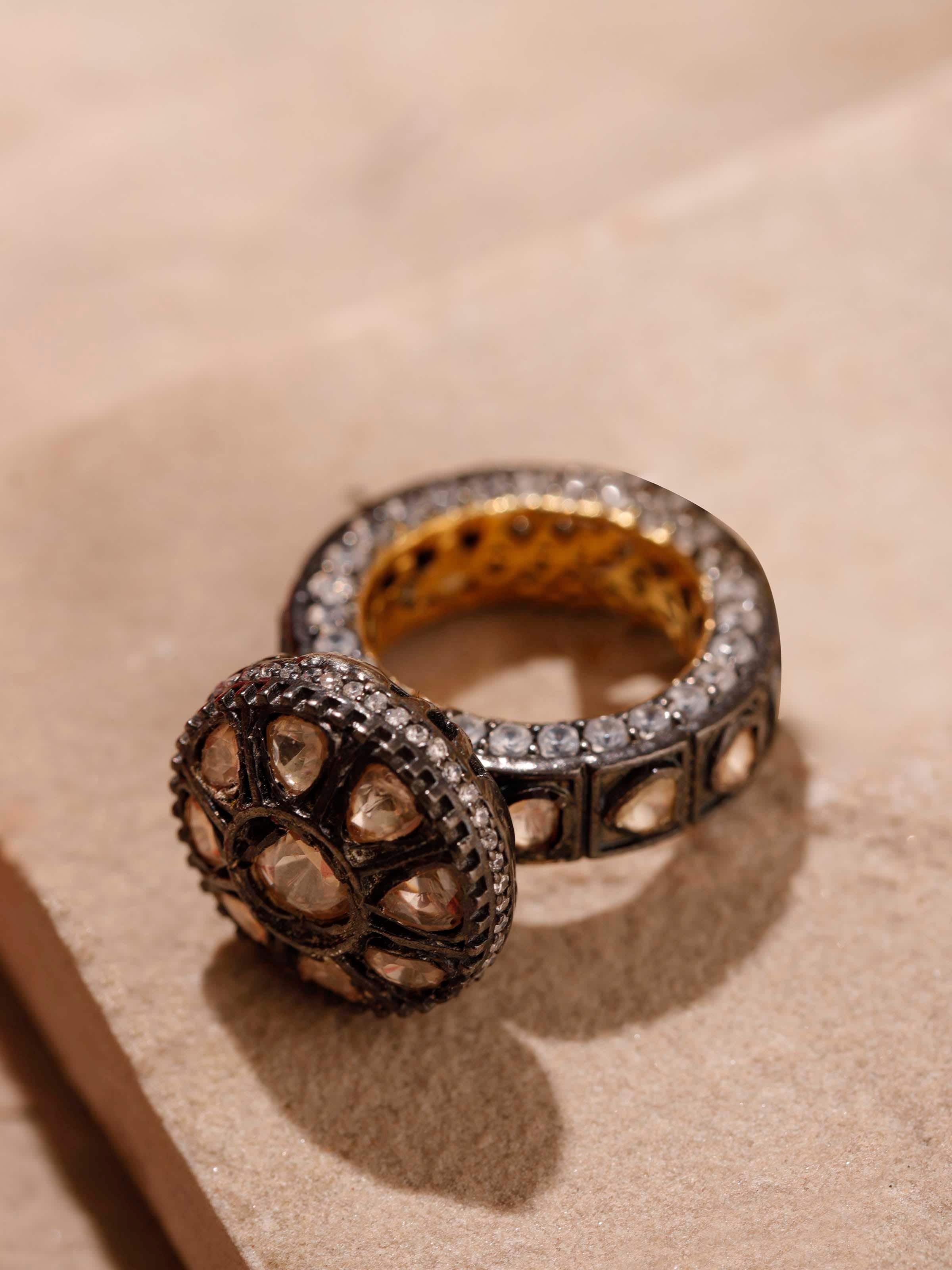 Detailed view of Silversmithing Women's Ring from a distance, displaying the full design and intricate details.