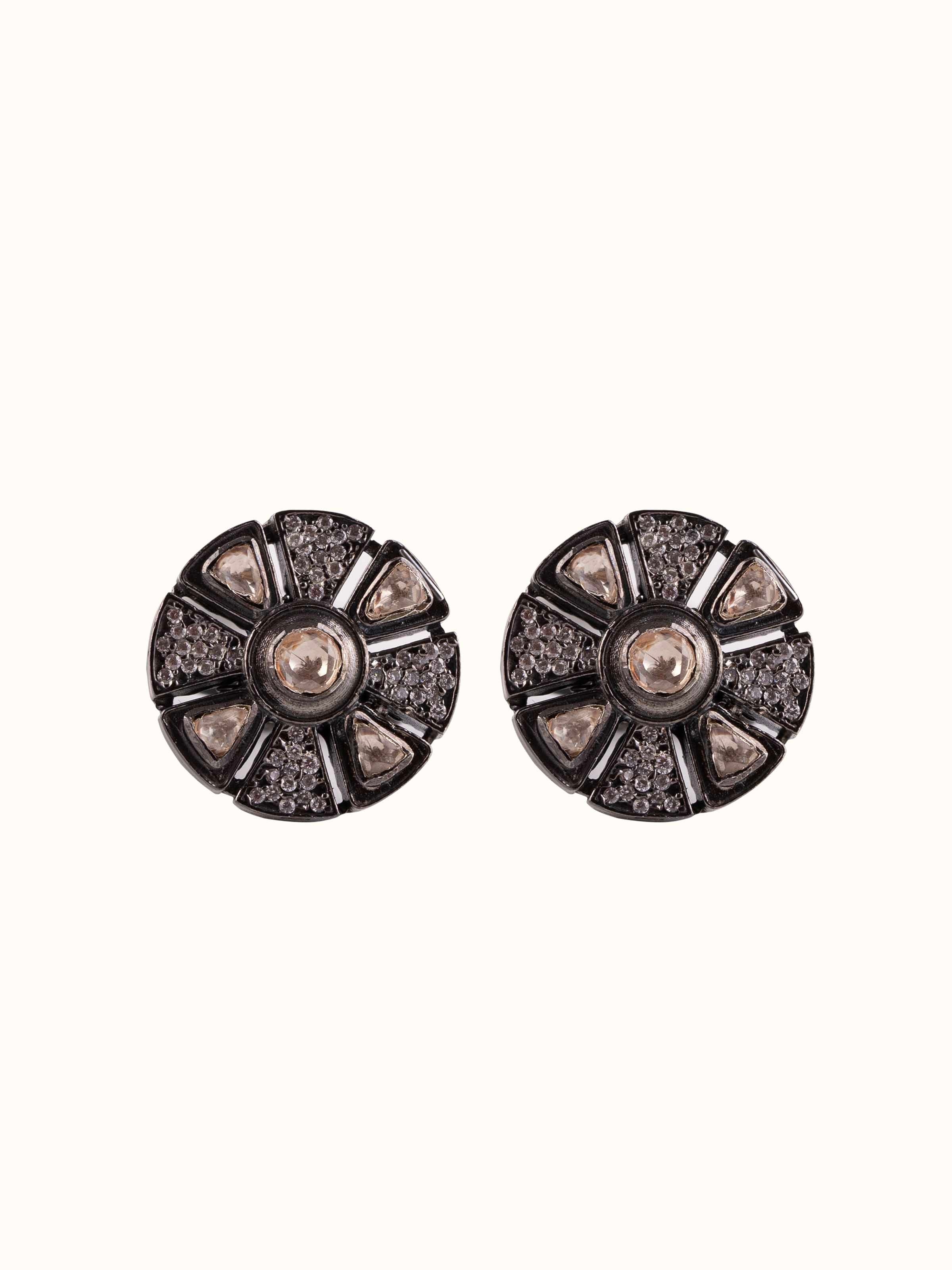 Front view showing the elegant design of the silver cufflinks