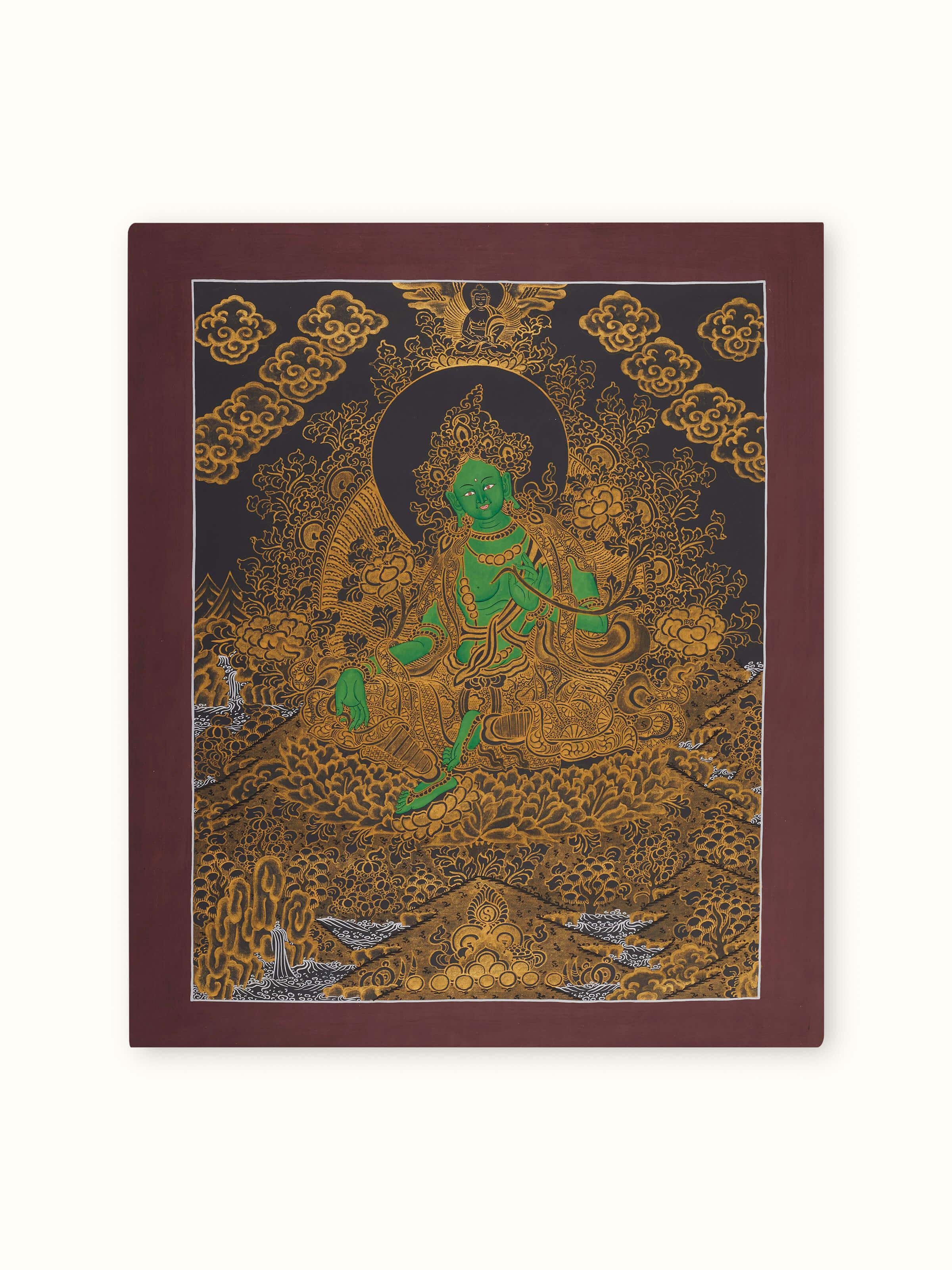 Front view of Thangka Painting showcasing intricate traditional design
