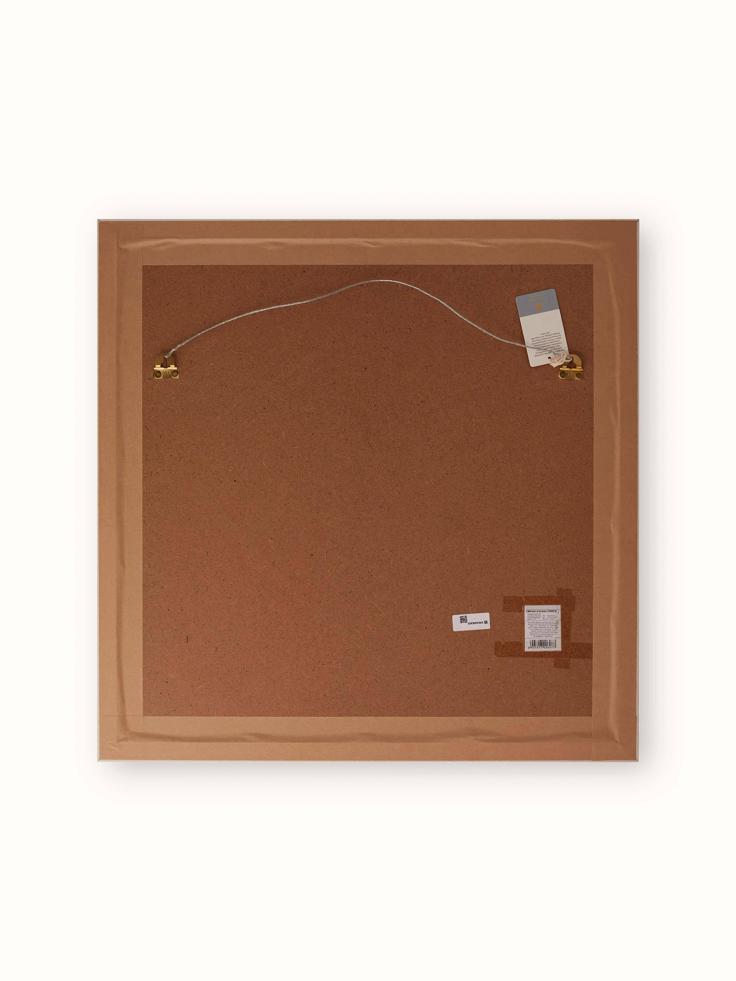 Angled view of Thangka Wheel of Life Painting emphasizing the traditional frame and detailed design elements