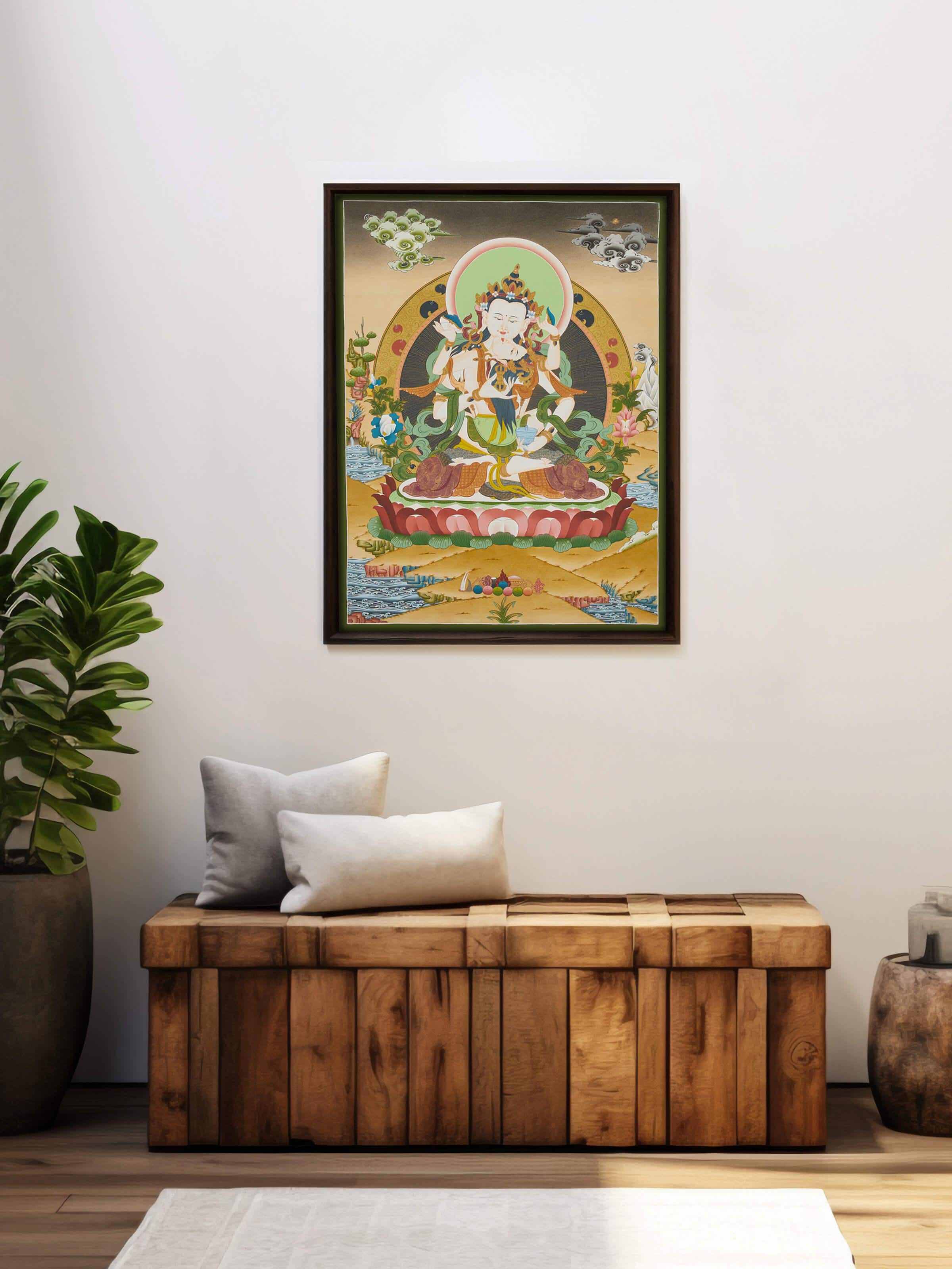 Angle view of Thangka Satva painting