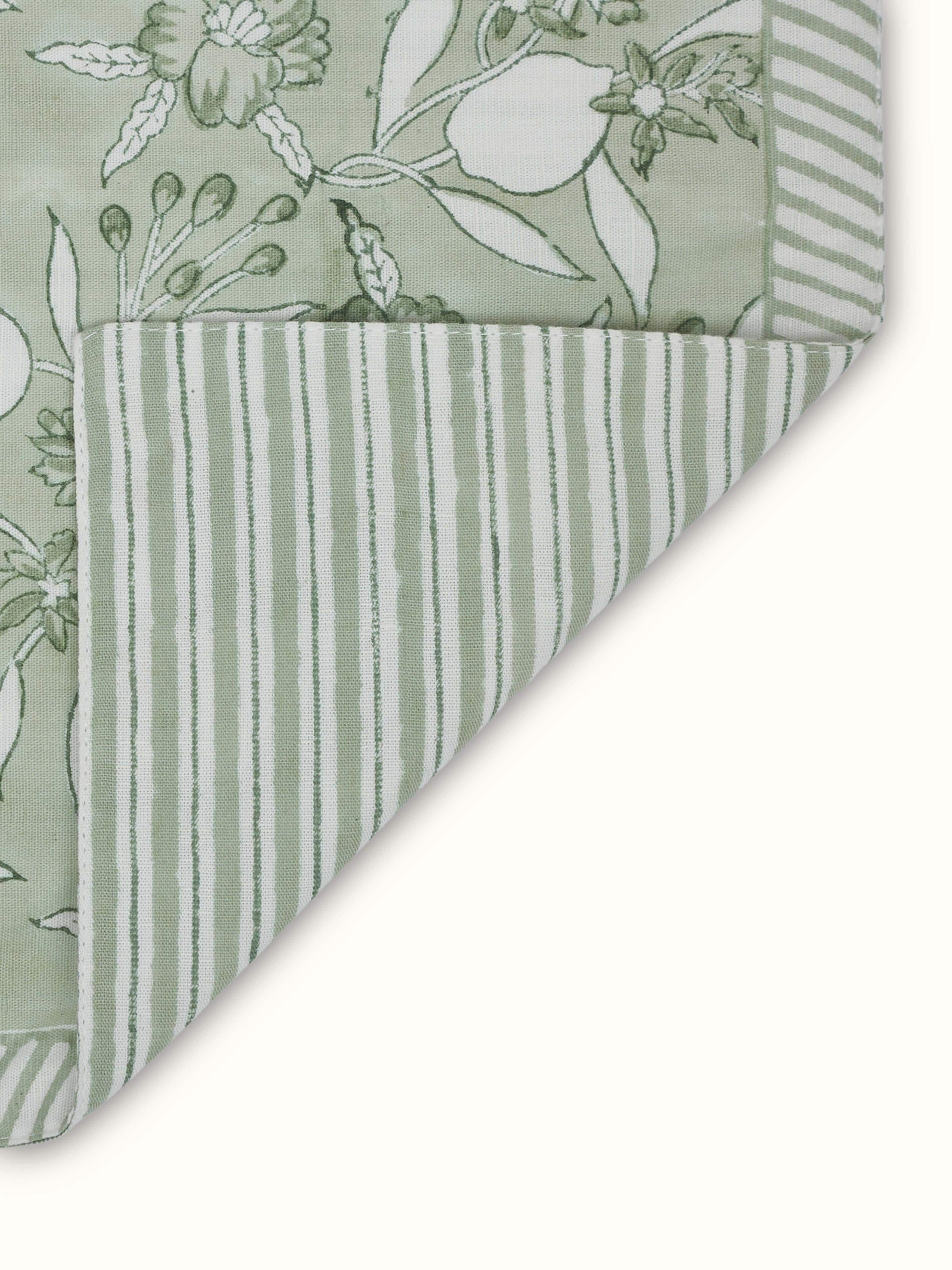 Back view illustrating mat construction, fabric texture, and print clarity.