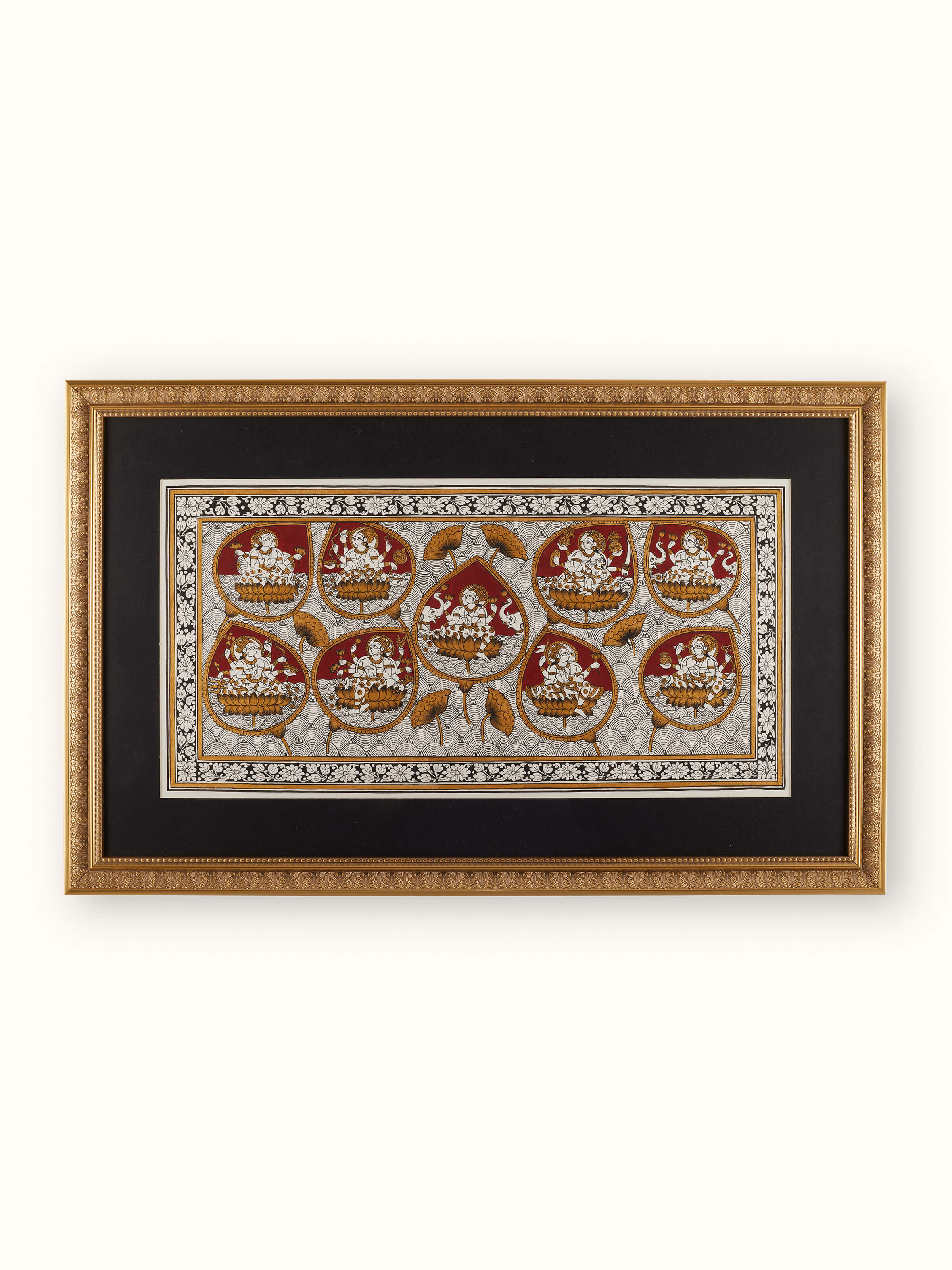 Front view of Phad Ashta Lakshmi painting showcasing intricate artwork