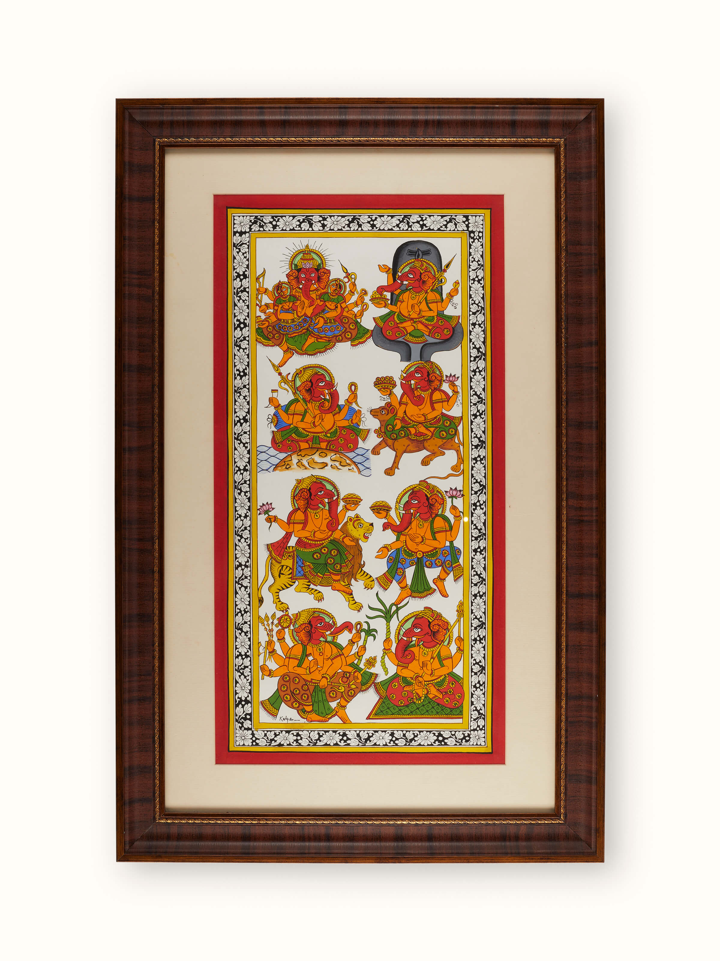 Front view of Phad lord Ganpati painting with vibrant colors and traditional design