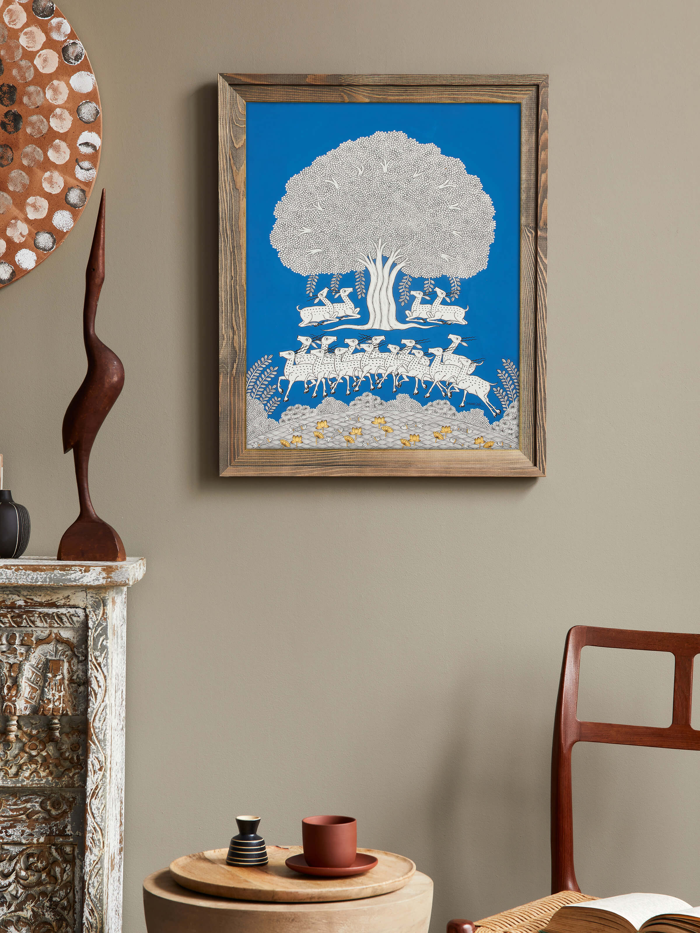 Side view of Phad deer herd painting