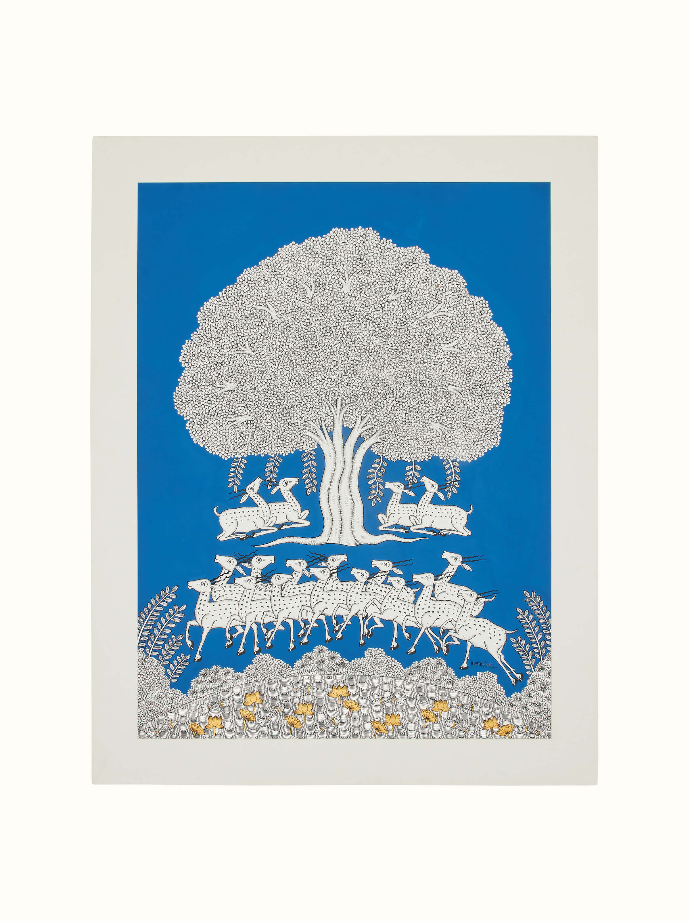 Detailed view of Phad deer herd painting