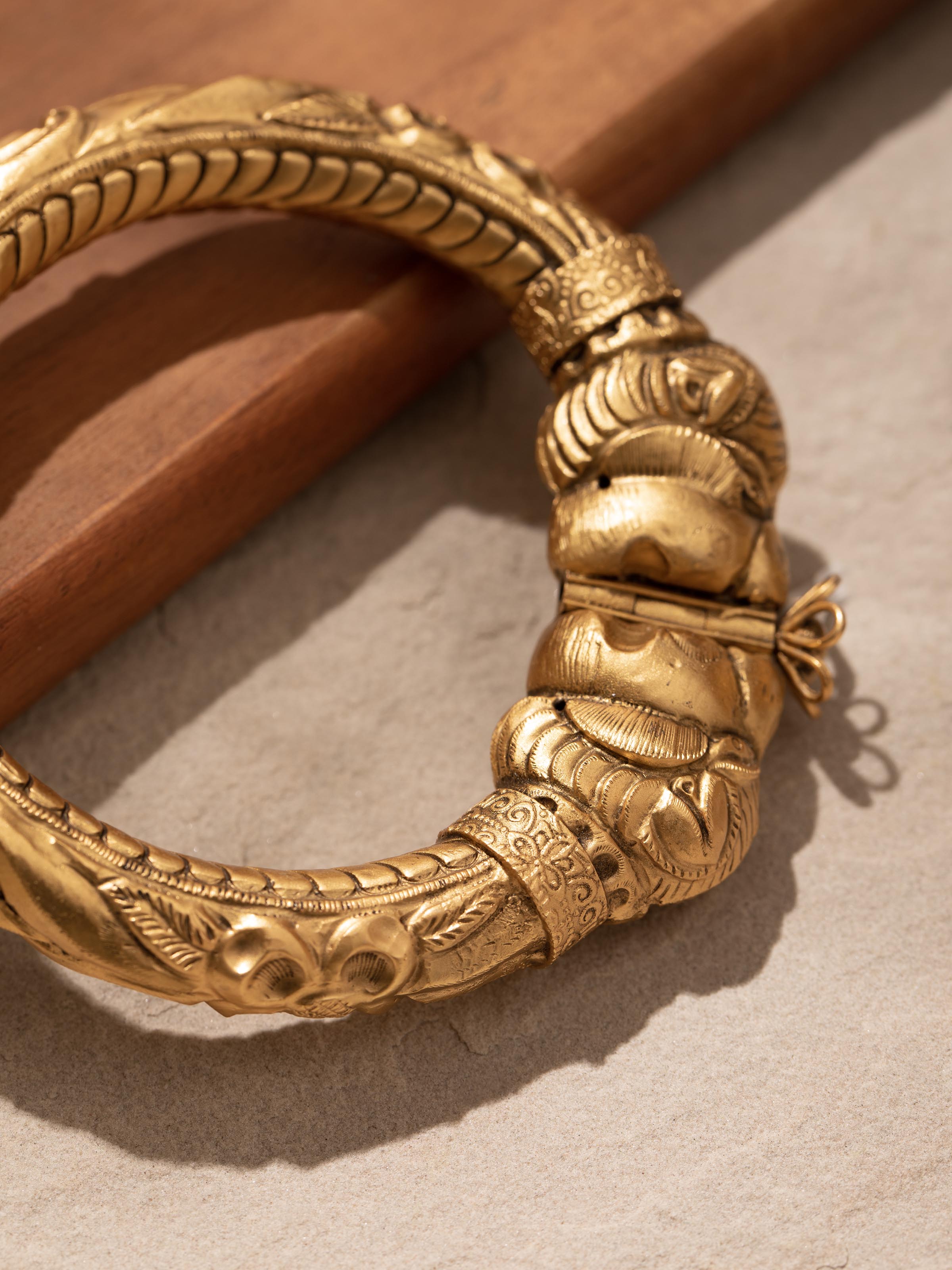 Detailed view of Silversmithing Kada highlighting the intricate design and smooth silver finish