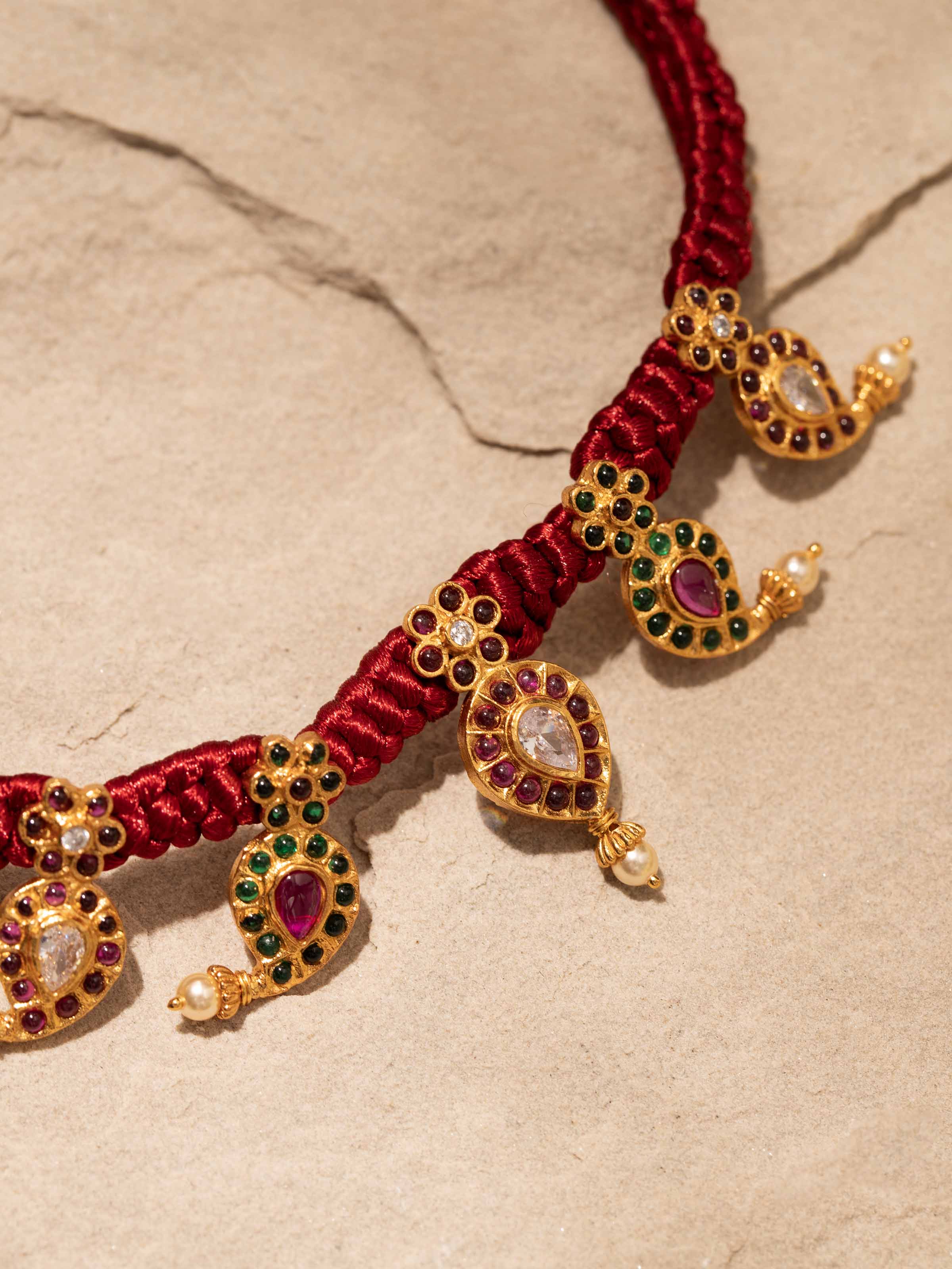 Close-up of Silversmithing Collar Necklace highlighting its elegant finish by Swadesh
