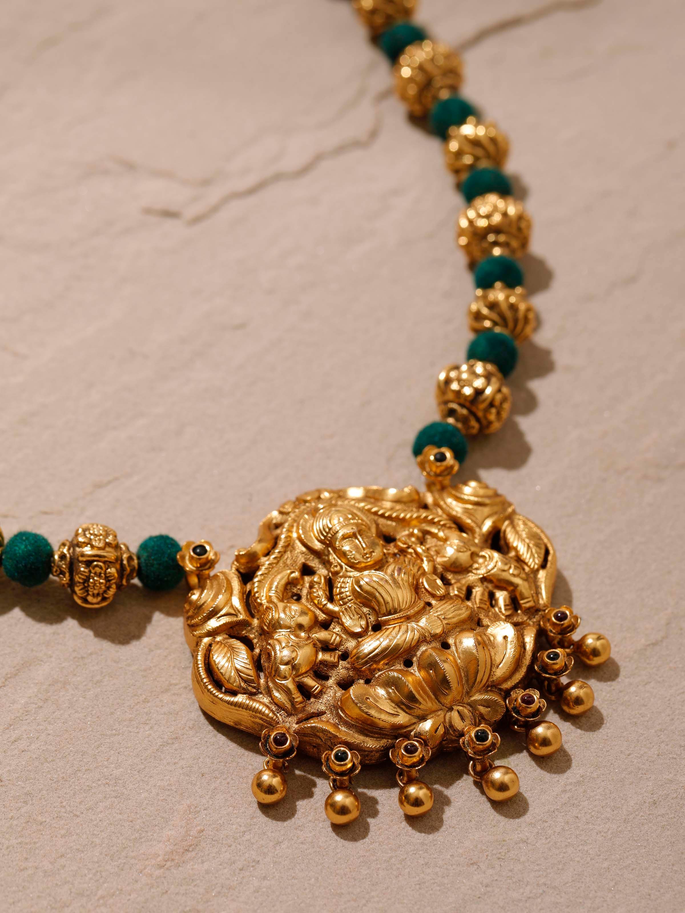 Detailed view of Silversmithing Long Necklace featuring intricate detailing by Swadesh