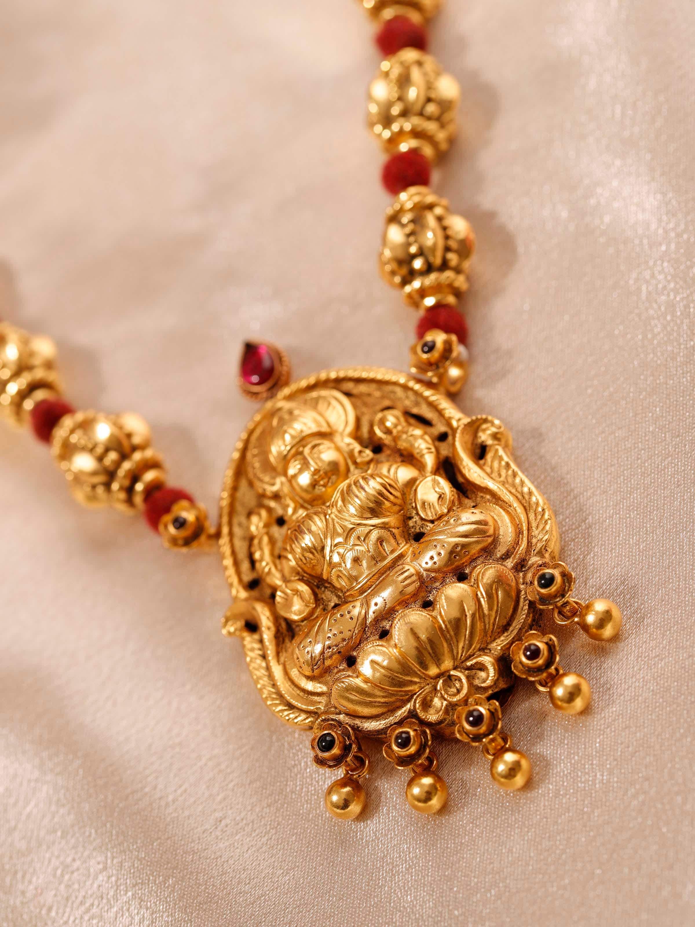 Detailed view of Silversmithing Long Necklace emphasizing elegant design by Swadesh